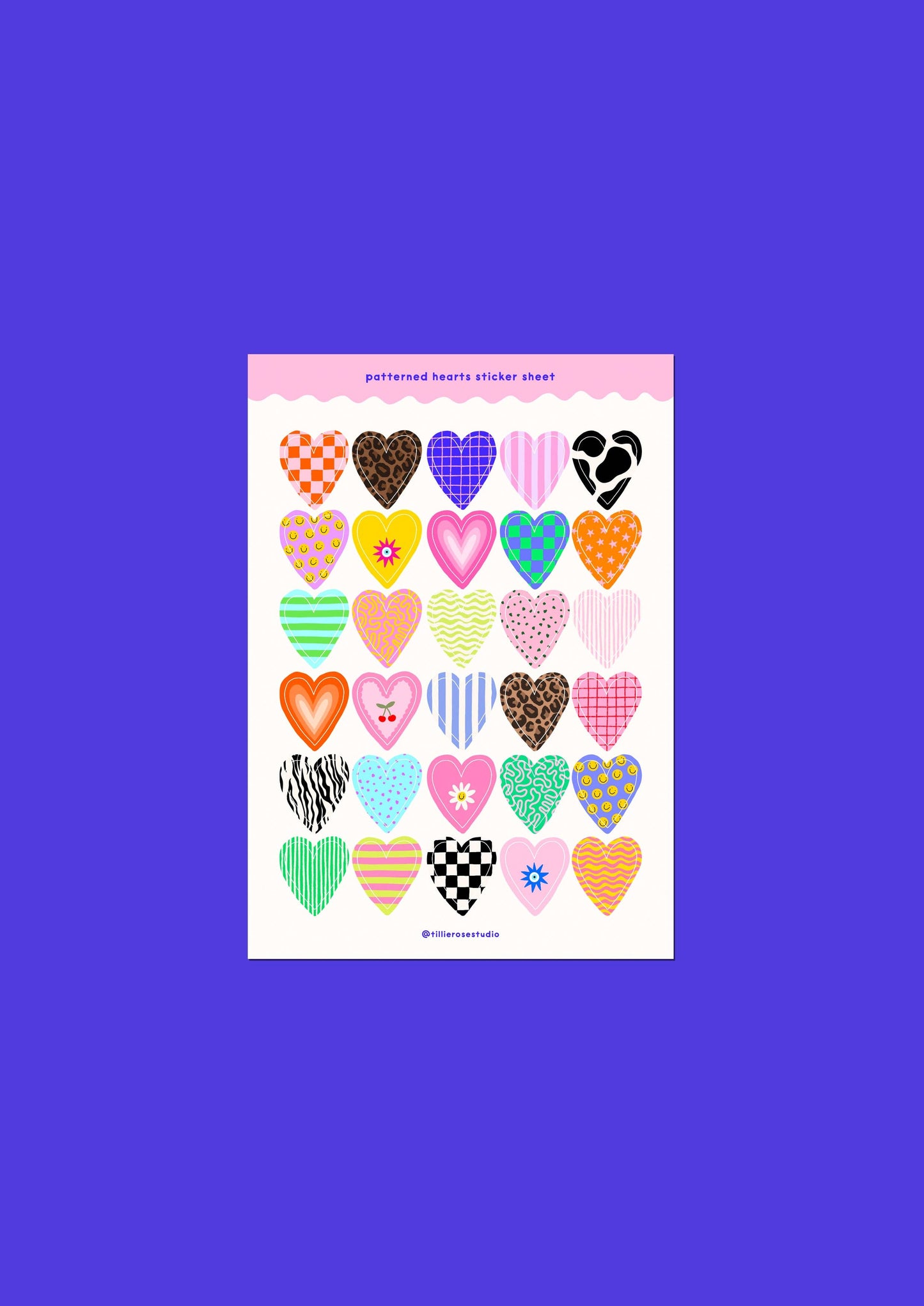 Tillie Rose Studio - Patterned Hearts Sticker Sheet