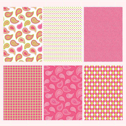 Pink and Green Retro Scrapbook Paper Pack