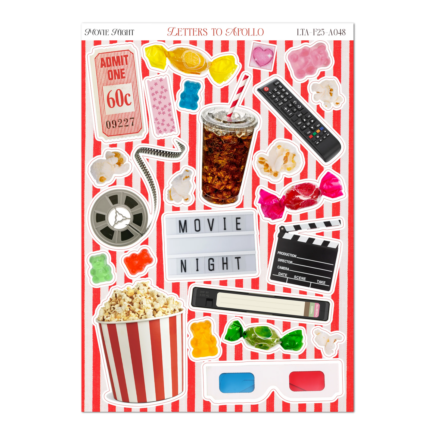COMING SOON: Letters to Apollo - Movie Night Sticker Sheet
