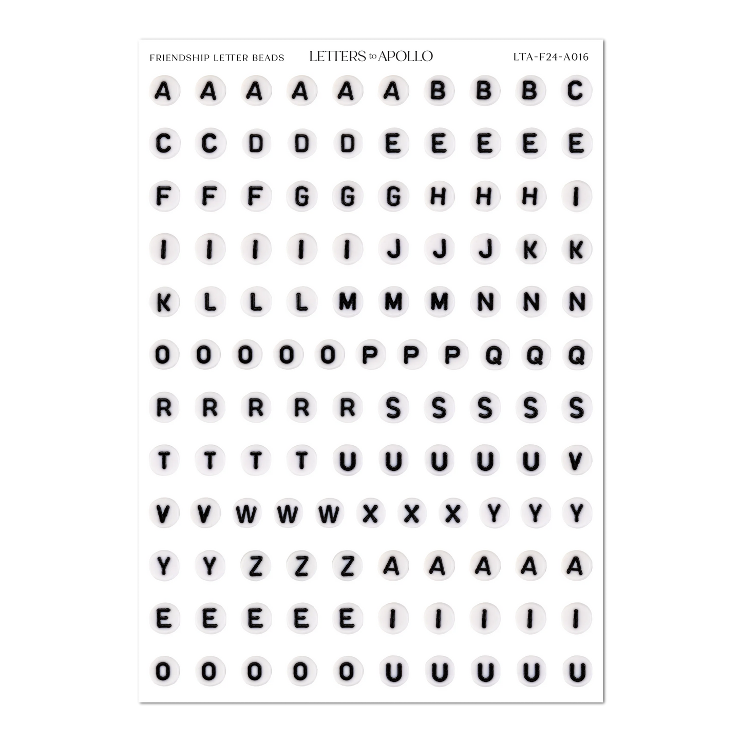 COMING SOON: Letters to Apollo - Friendship Bead Letter Sticker Sheet