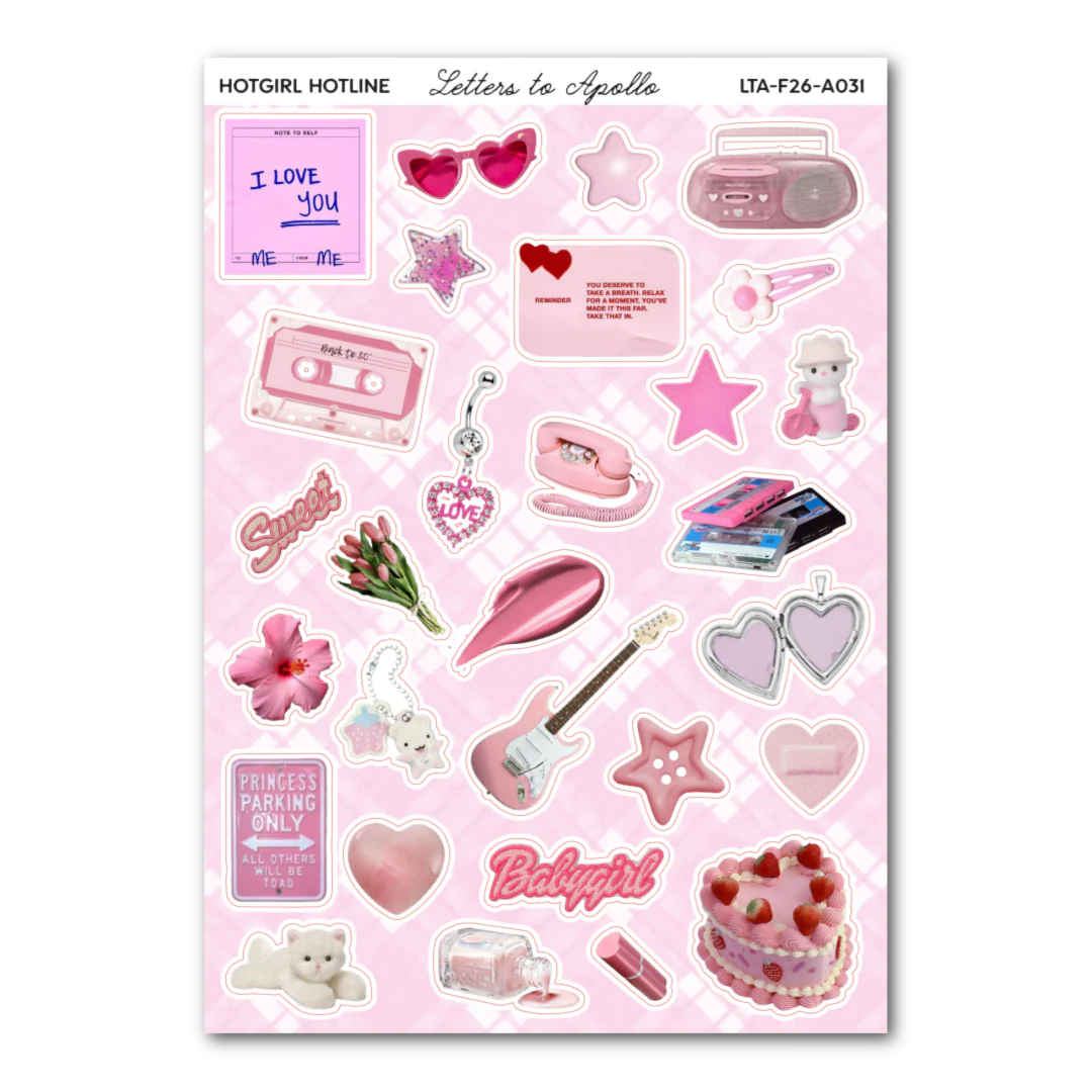 Letters to Apollo - Hotgirl Hotline Sticker Sheet