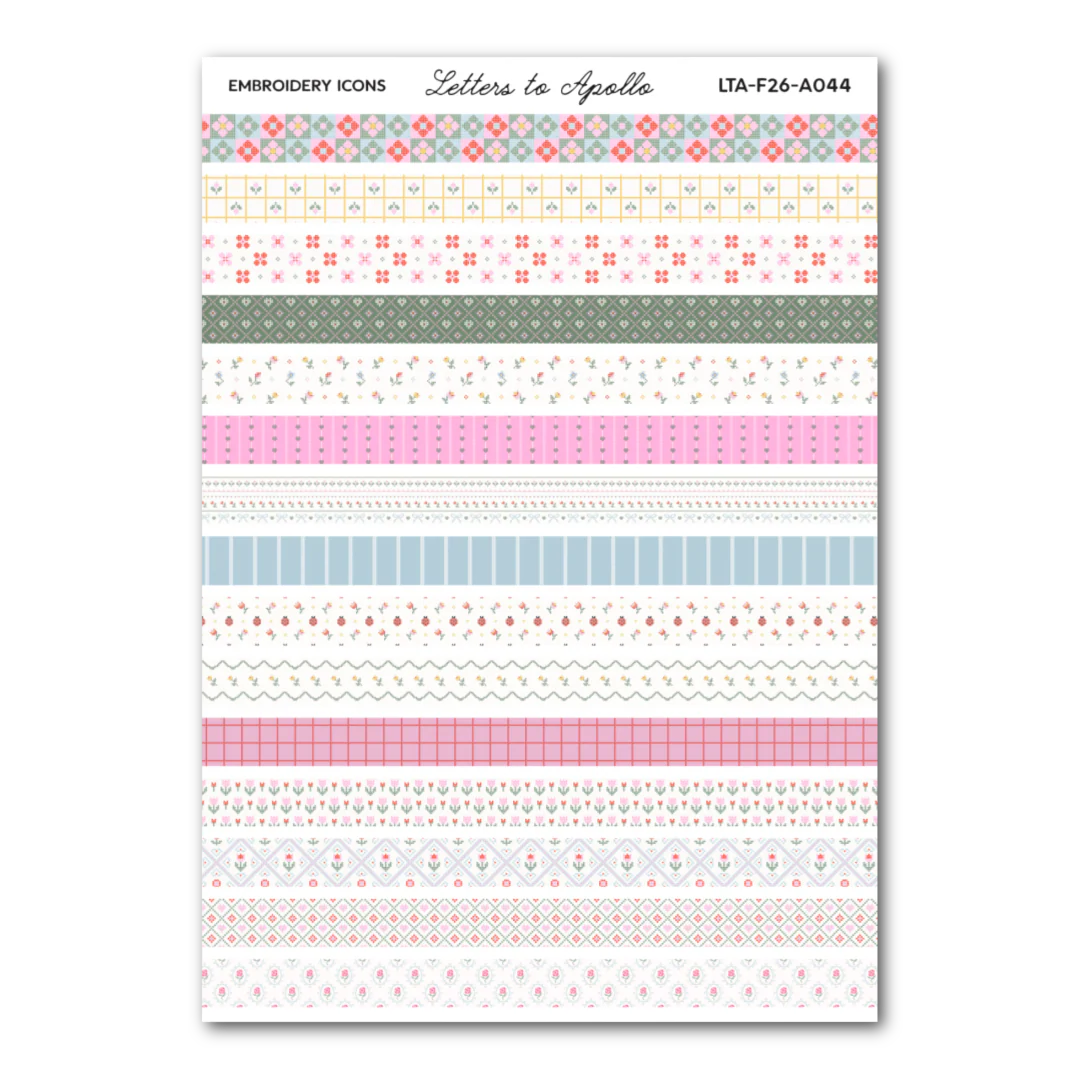 COMING SOON: Letters to Apollo - Embroidery Washi Tape Sticker Sheet