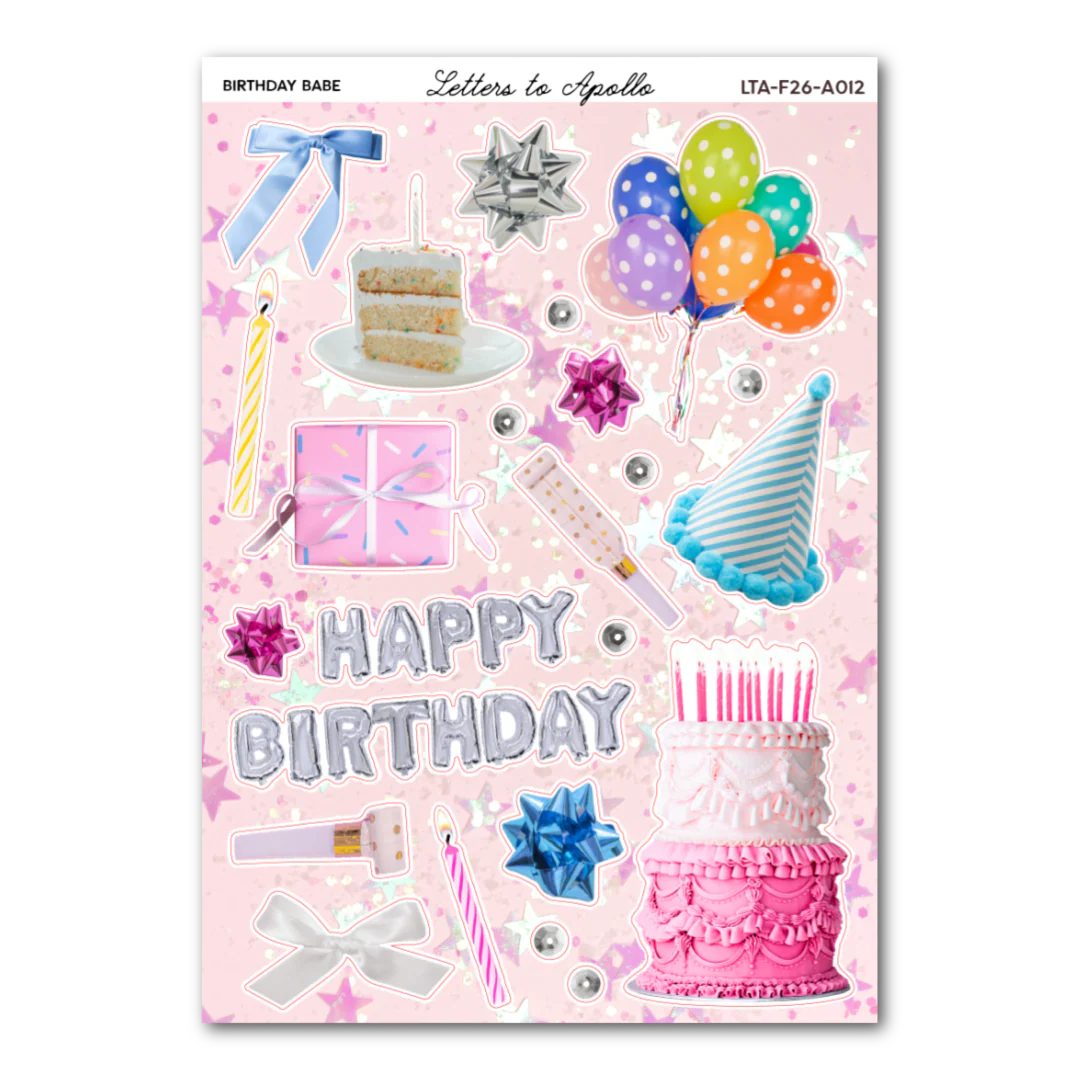 Letters to Apollo - Birthday Babe Sticker Sheet