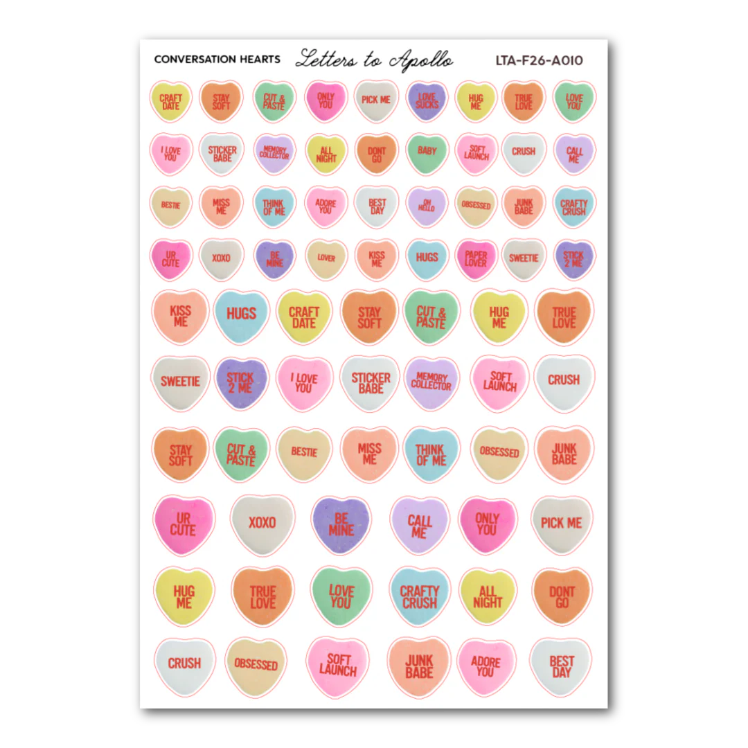 Letters to Apollo - Conversation Hearts Sticker Sheet