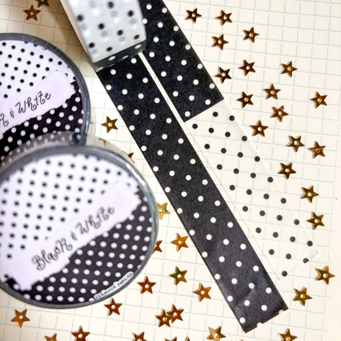 COMING SOON: Veronica Porlier Illustrations - Black & White Polka Dot Washi Tape