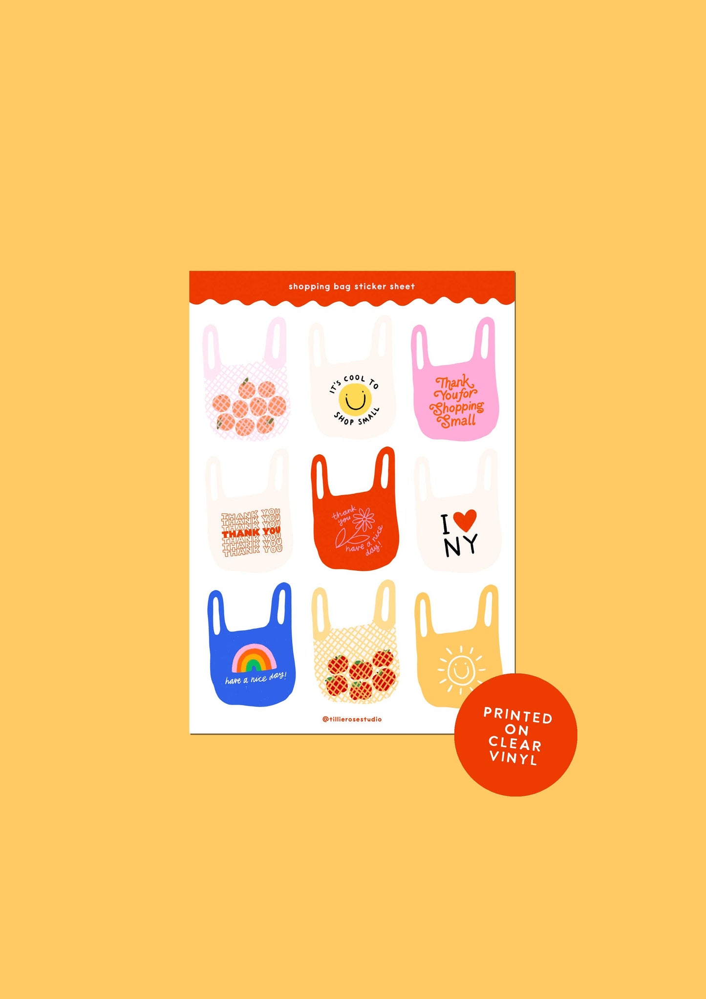 Tillie Rose Studio - Shopping Bag Clear Vinyl Sticker Sheet