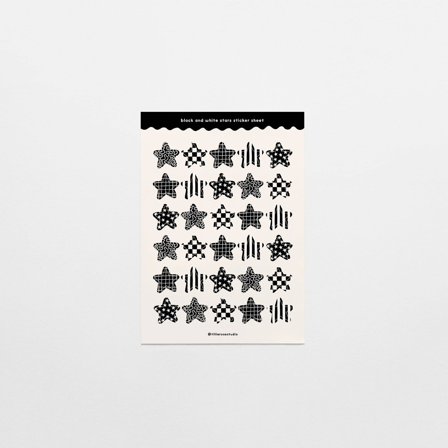 Tillie Rose Studio - Black and White Stars Sticker Sheet