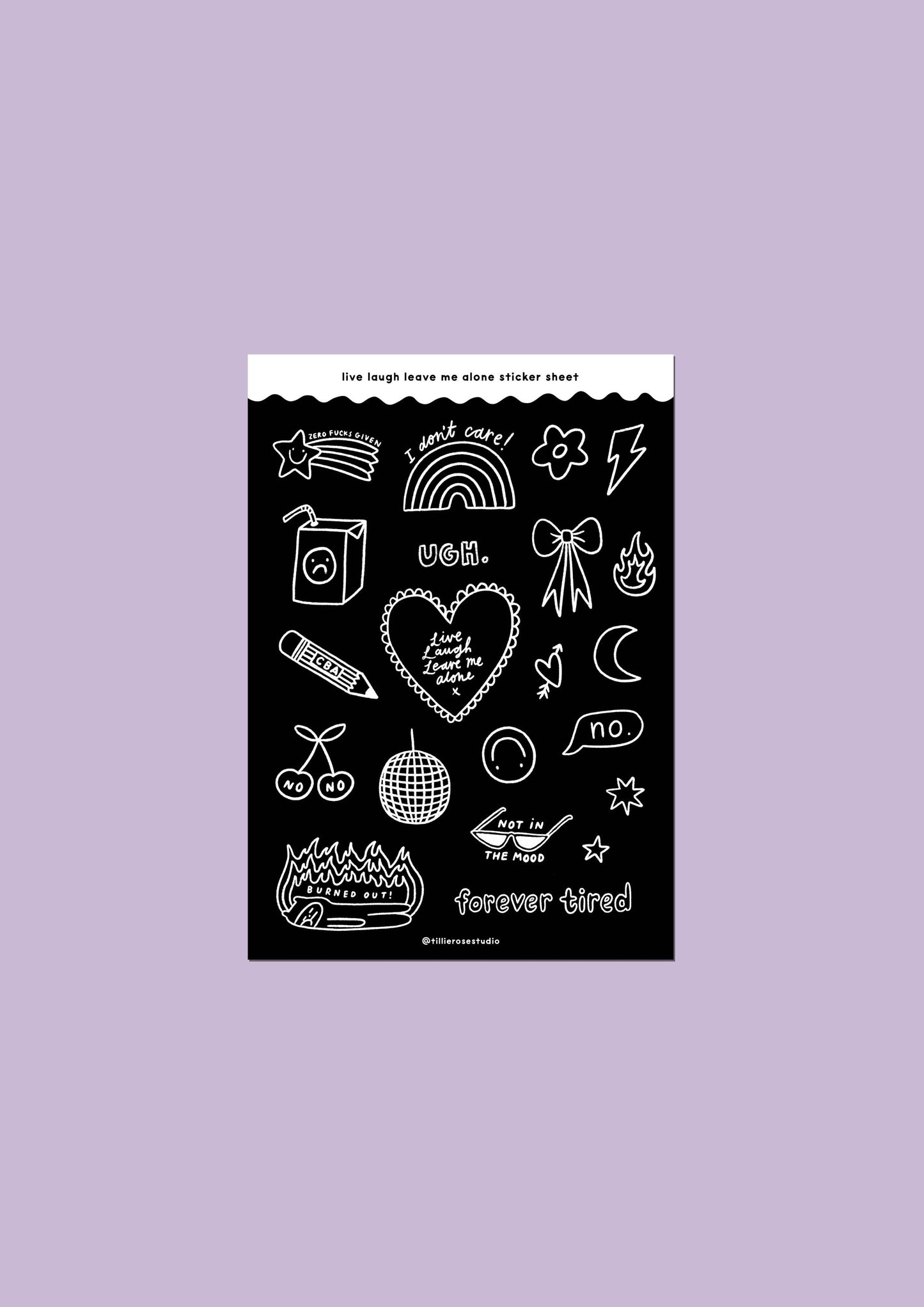 Tillie Rose Studio - Live, Laugh, Leave Me Alone Sticker Sheet