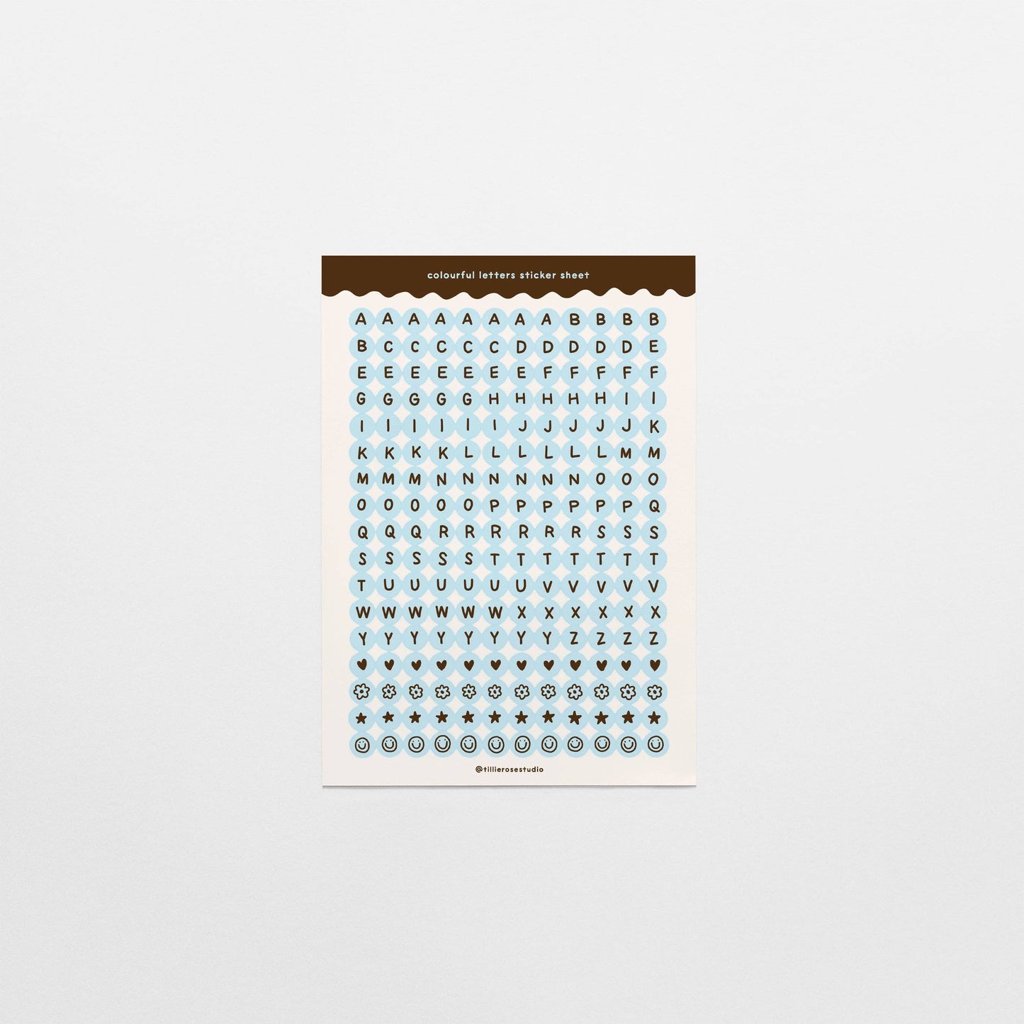 COMING SOON: Tillie Rose Studio - Brown and Blue Letter Bead Sticker Sheet