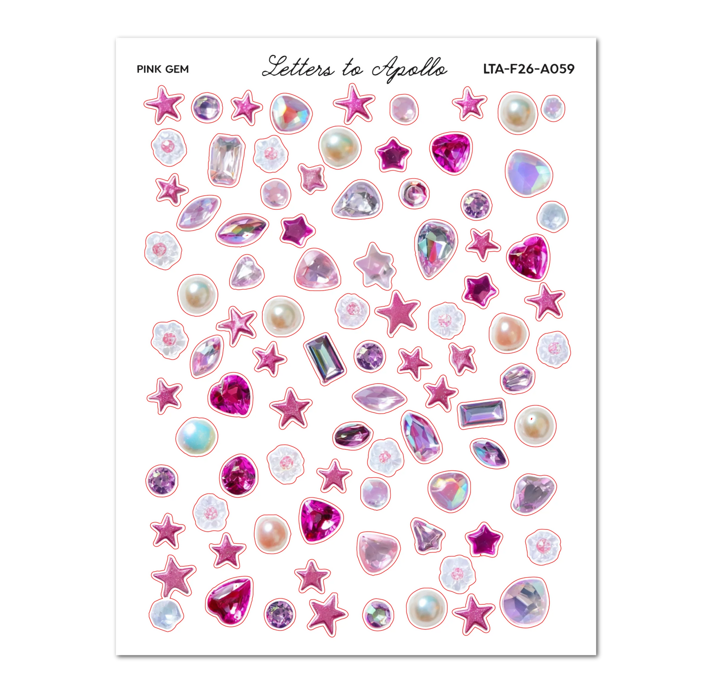 COMING SOON: Letters to Apollo - Pink Gems Sticker Sheet
