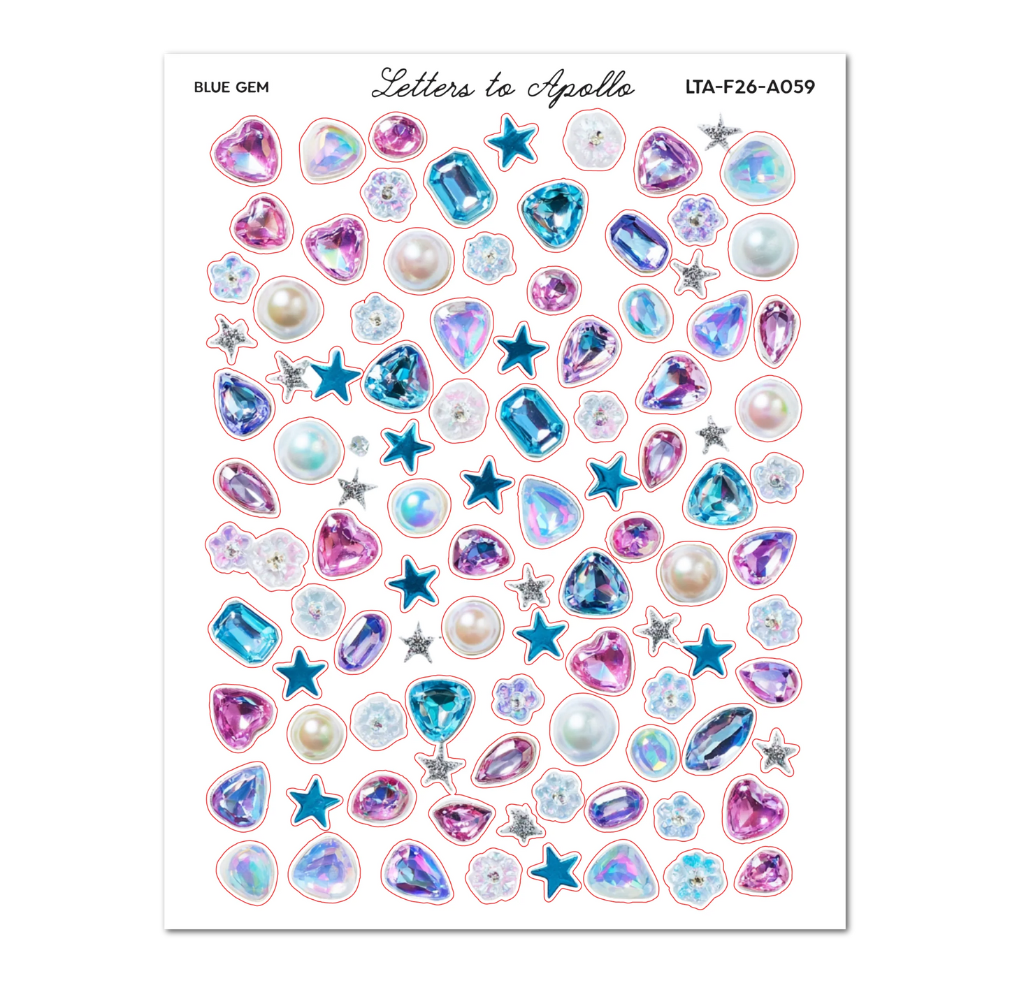 COMING SOON: Letters to Apollo - Blue Gems Sticker Sheet