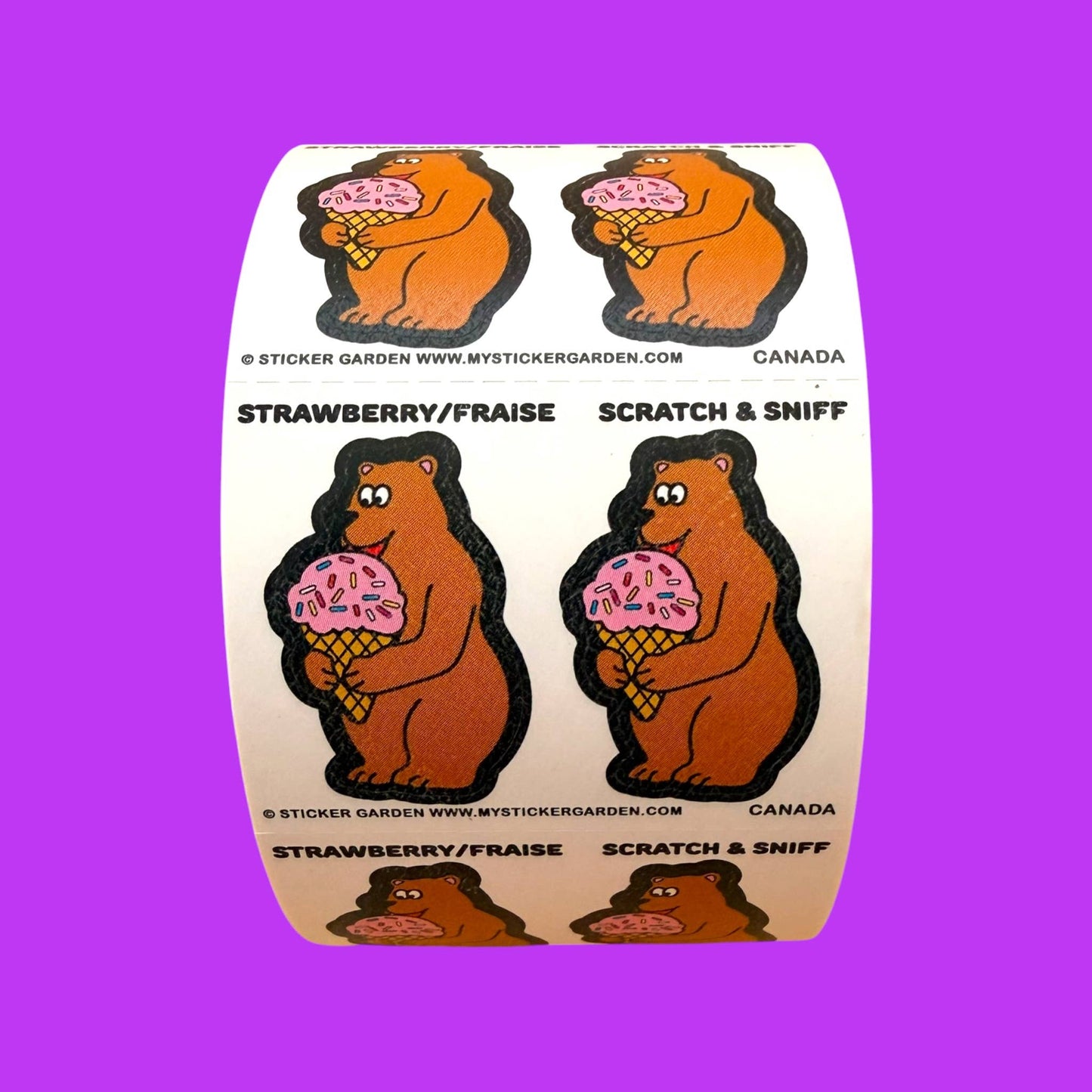 COMING SOON: Sticker Garden - Sticker off the Roll - Bear Strawberry Scratch and Sniff