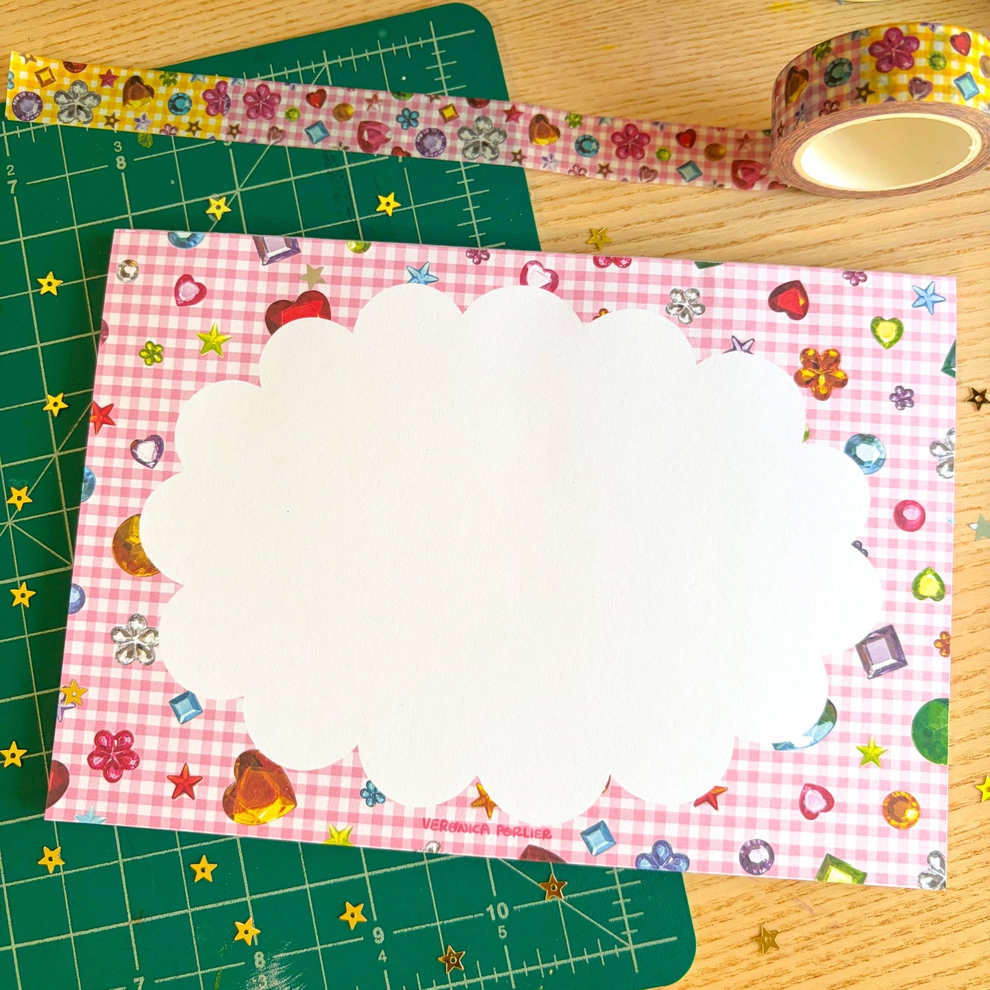 COMING SOON: Veronica Porlier Illustrations - Gingham & Gems Memo Pad