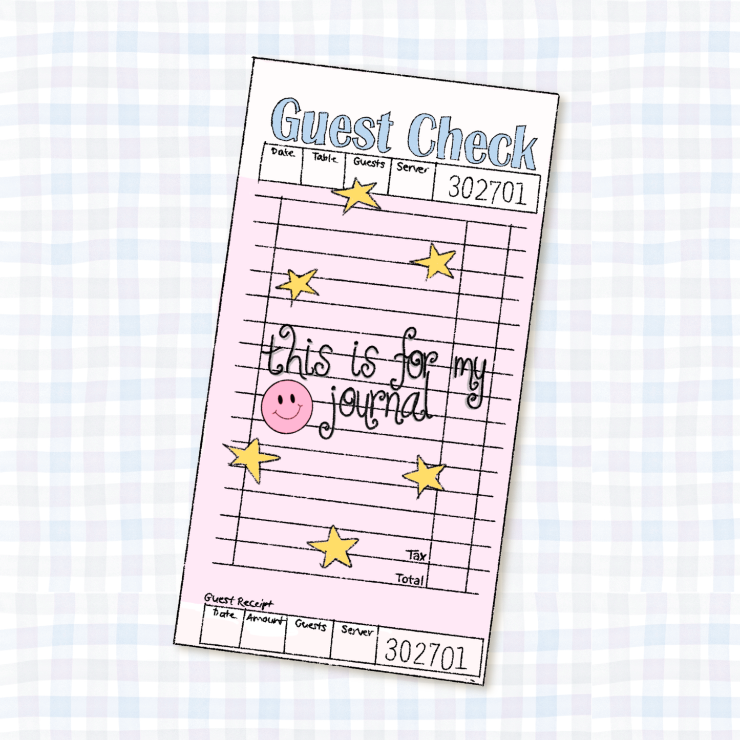 COMING SOON: Shyla's Journal - "this is for my journal" Guest Check Vinyl Sticker