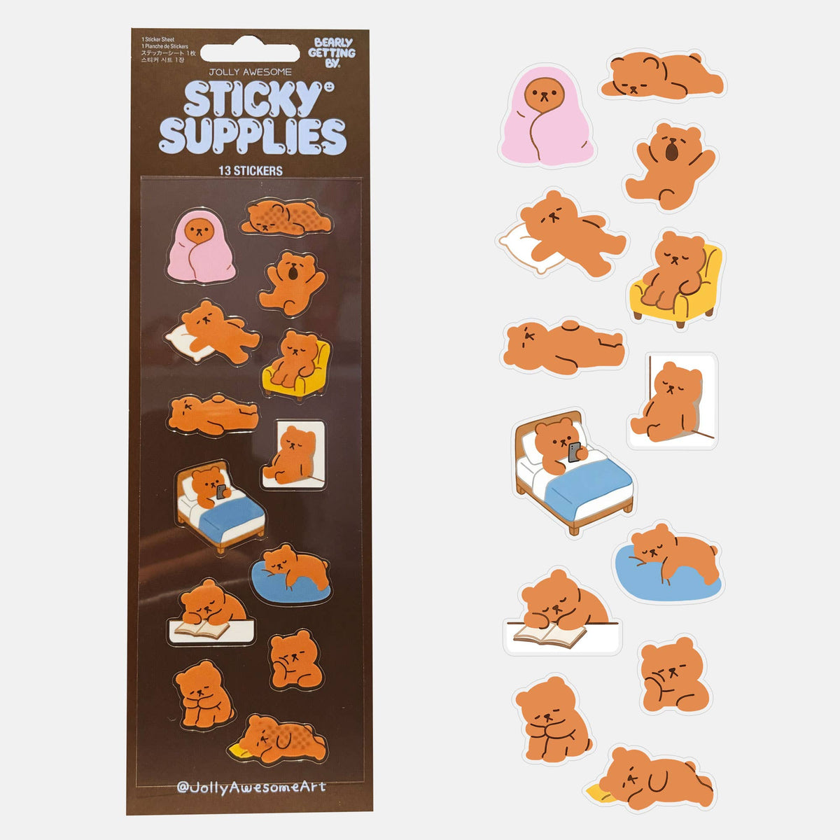 Coming Soon: Jolly Awesome - Bearly Getting By Tired Sticker Sheet