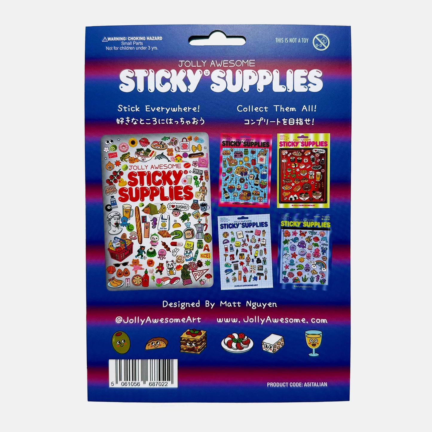 COMING SOON: Jolly Awesome - A5 Italian Food Holographic Sticker Sheet