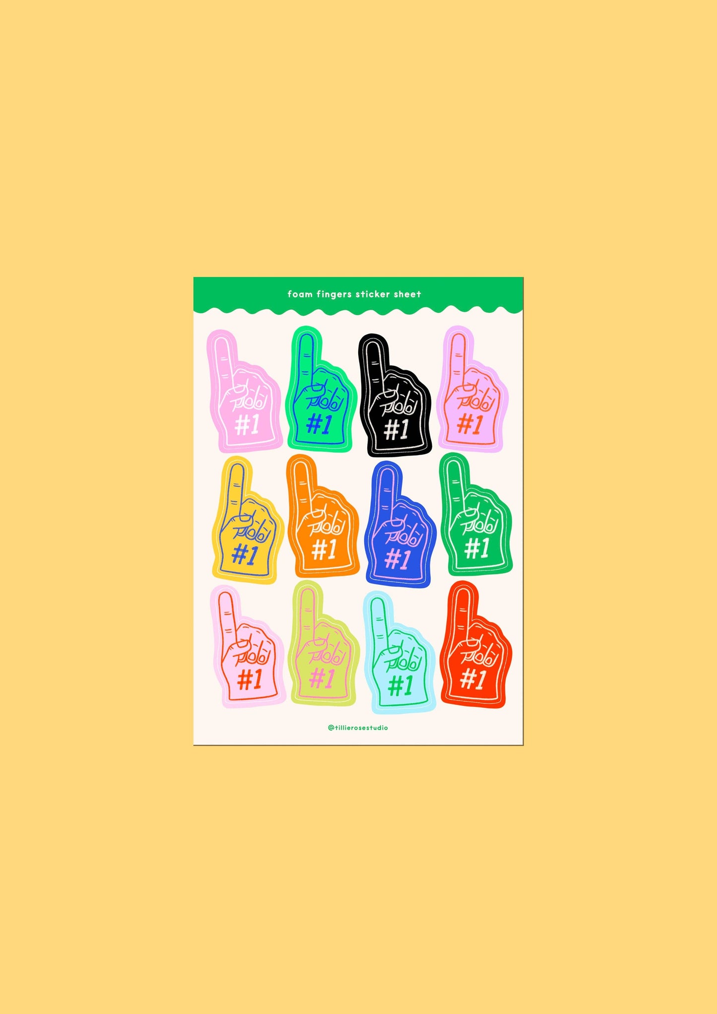 Tillie Rose Studio - Foam Fingers Sticker Sheet