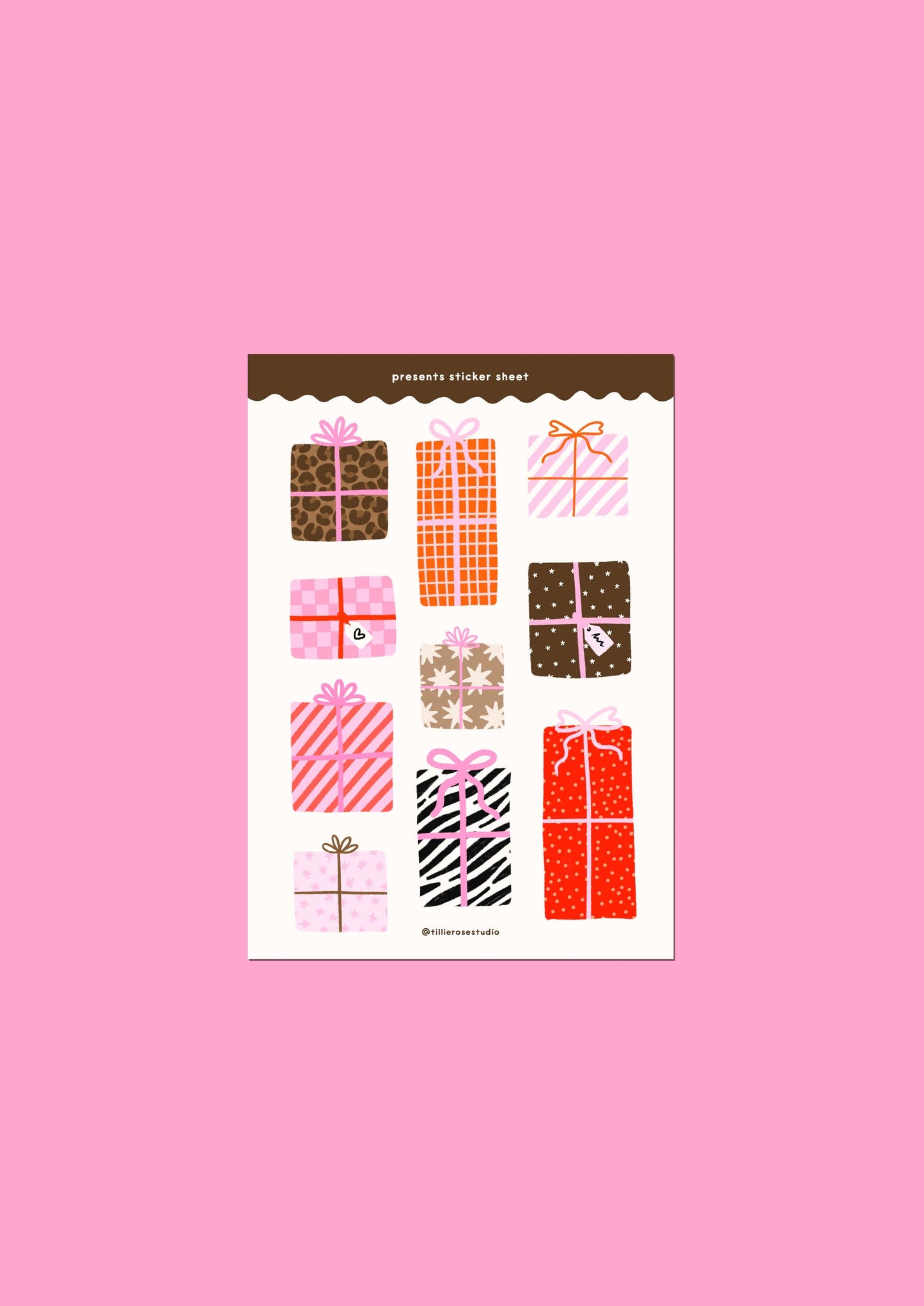 Tillie Rose Studio - Red and Pink Presents Sticker Sheet