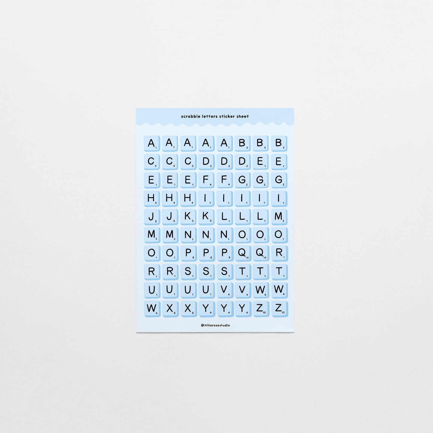 Tillie Rose Studio - Blue Scrabble Letters Sticker Sheet