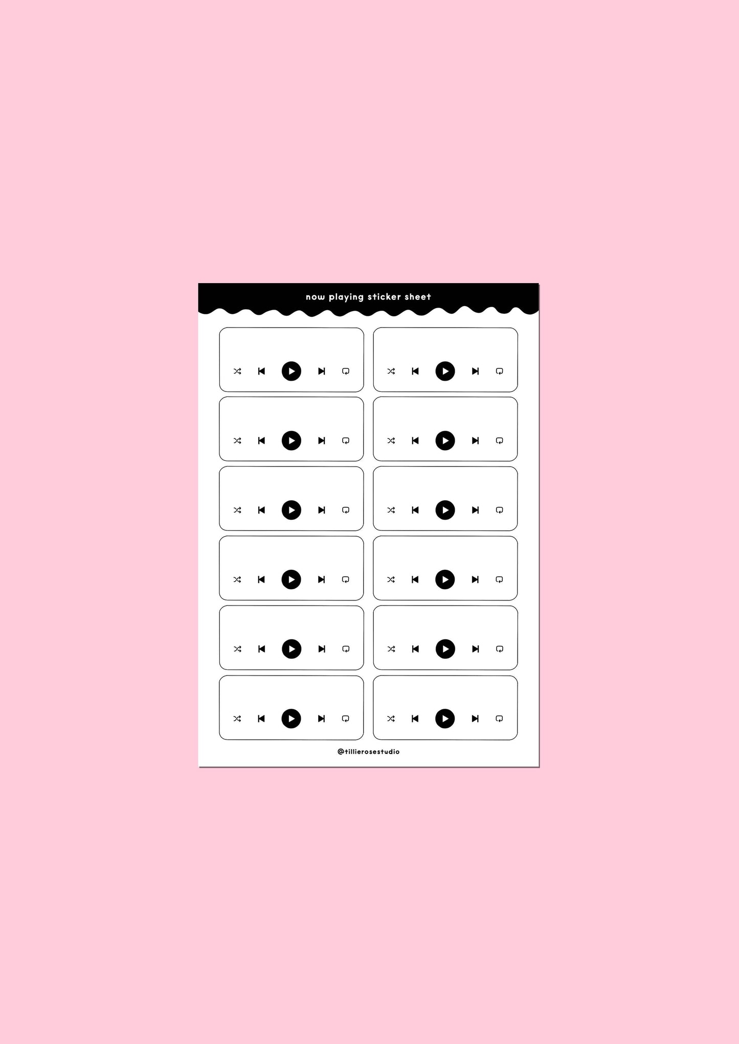 Tillie Rose Studio - White Now Playing Sticker Sheet