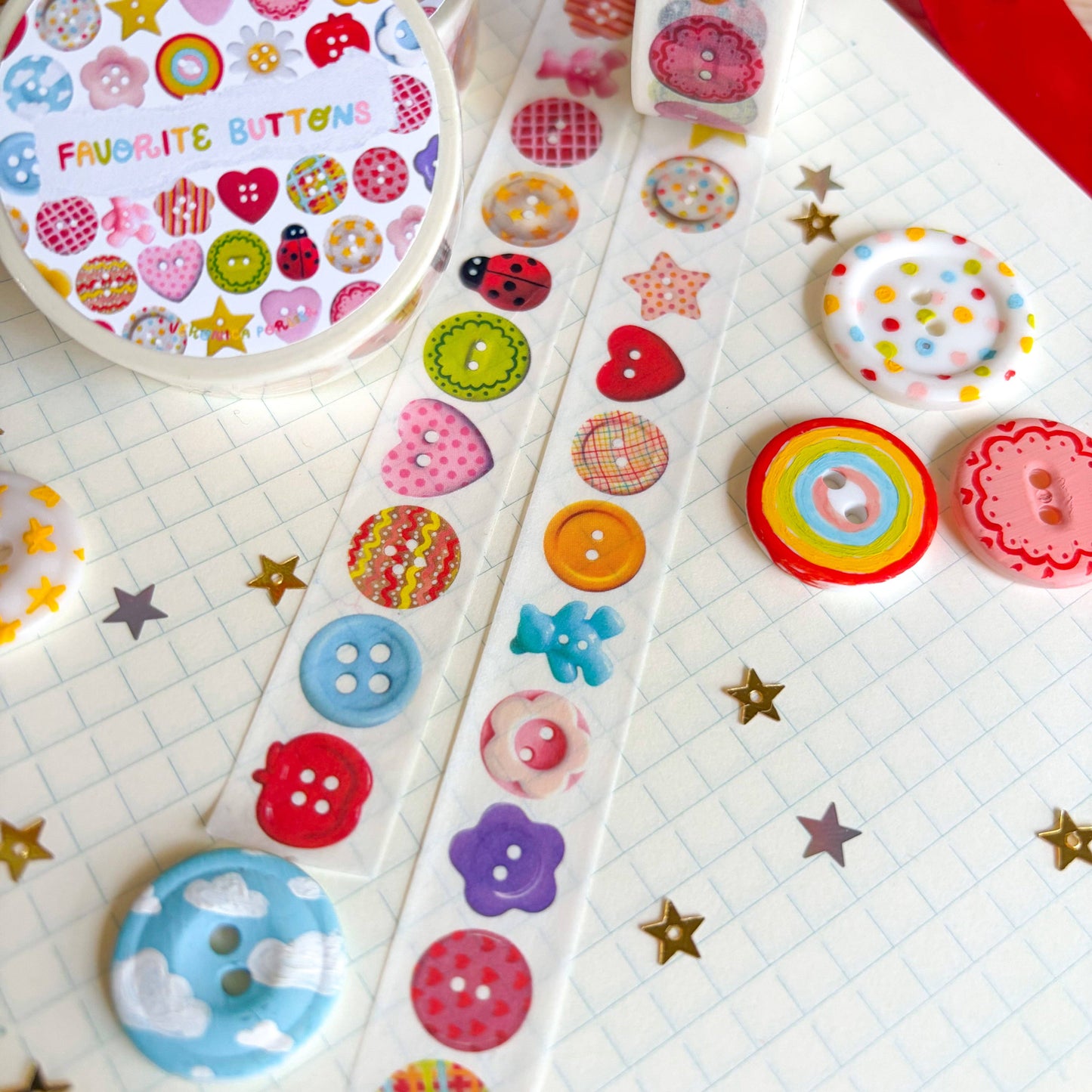 COMING SOON: Veronica Porlier Illustrations - Favorite Buttons Washi Tape
