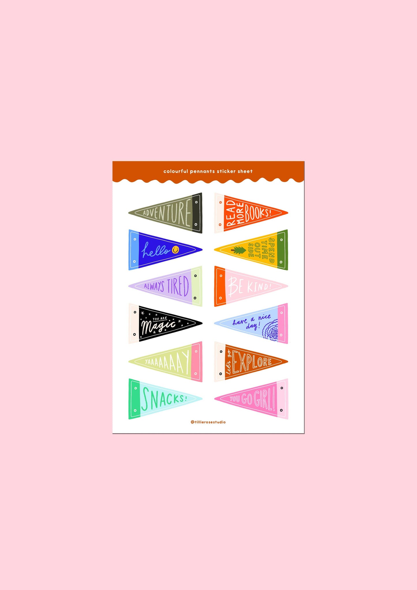Tillie Rose Studio - Colourful Pennants Sticker Sheet