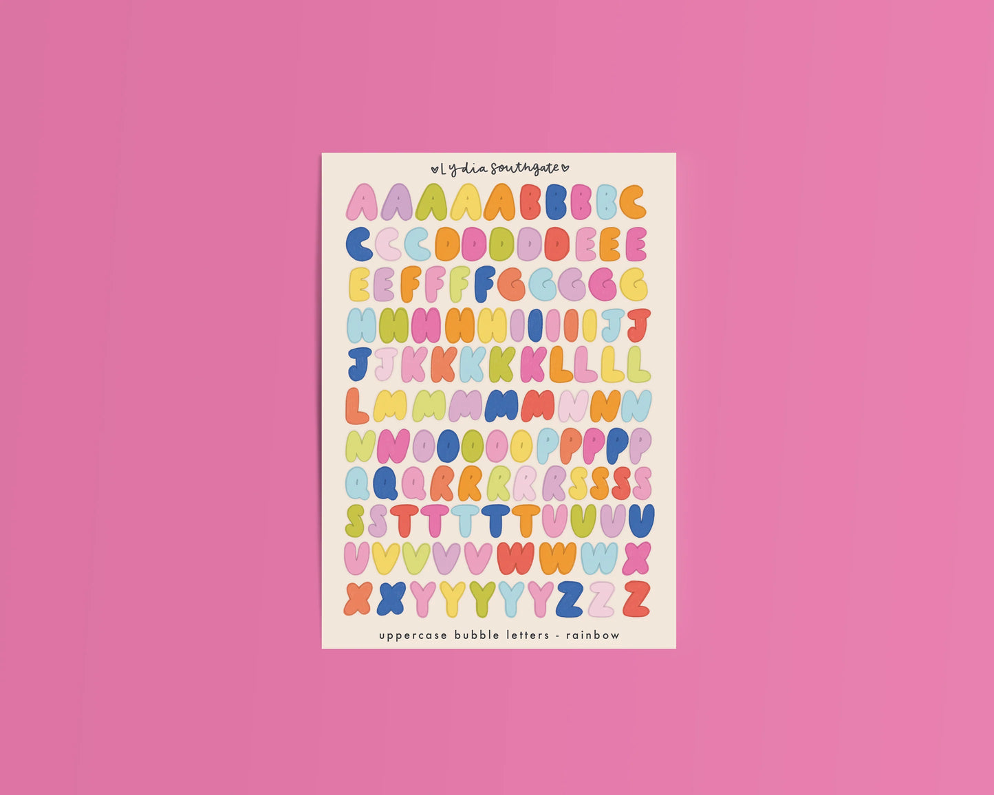 Lydia Southgate - Bubble Letter Sticker Sheet in Rainbow