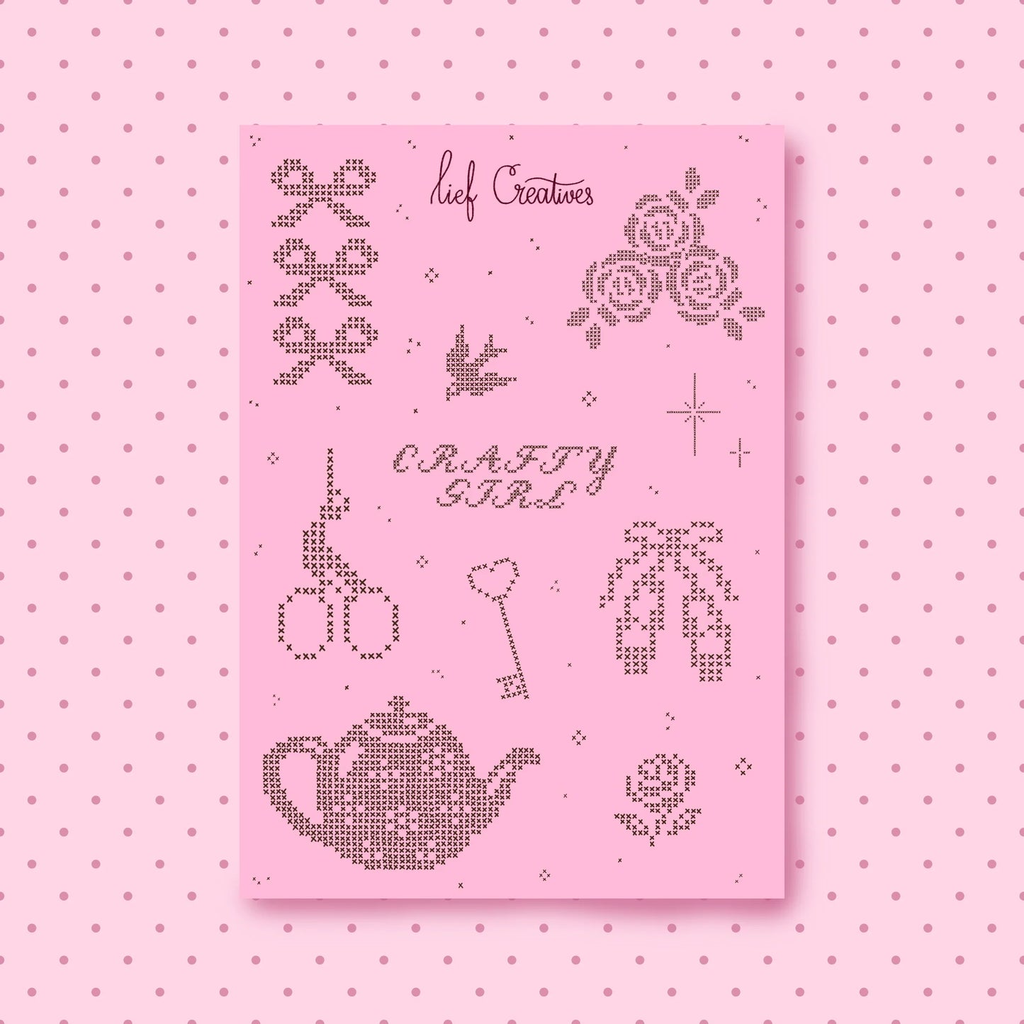 Coming Soon: Lief Creatives Cross Stitch A6 Sticker Sheet