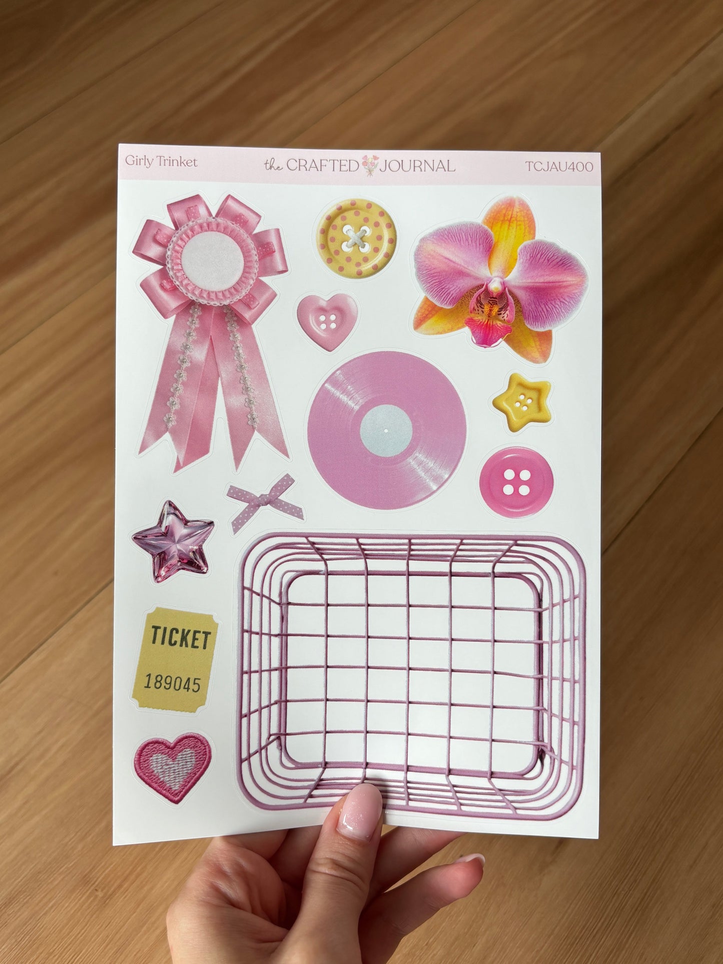 Pink and Yellow Trinket Sticker Sheet