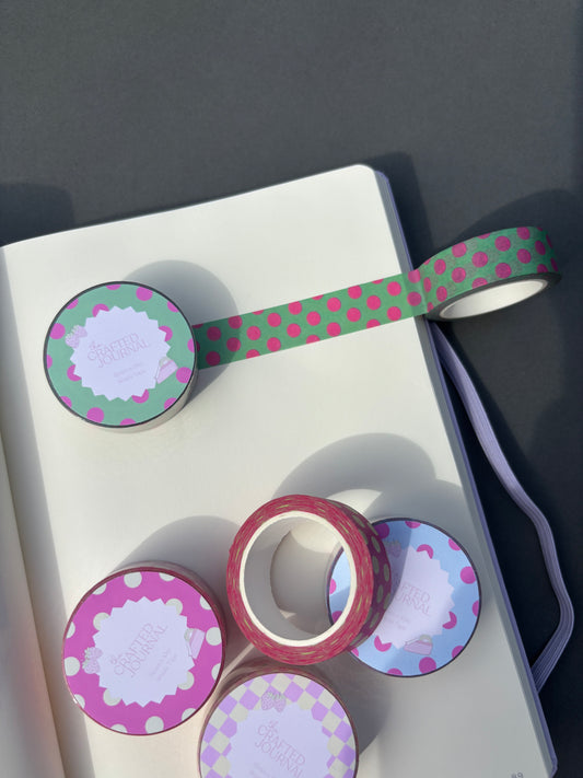 Pink and Green Polka Dot Washi Tape