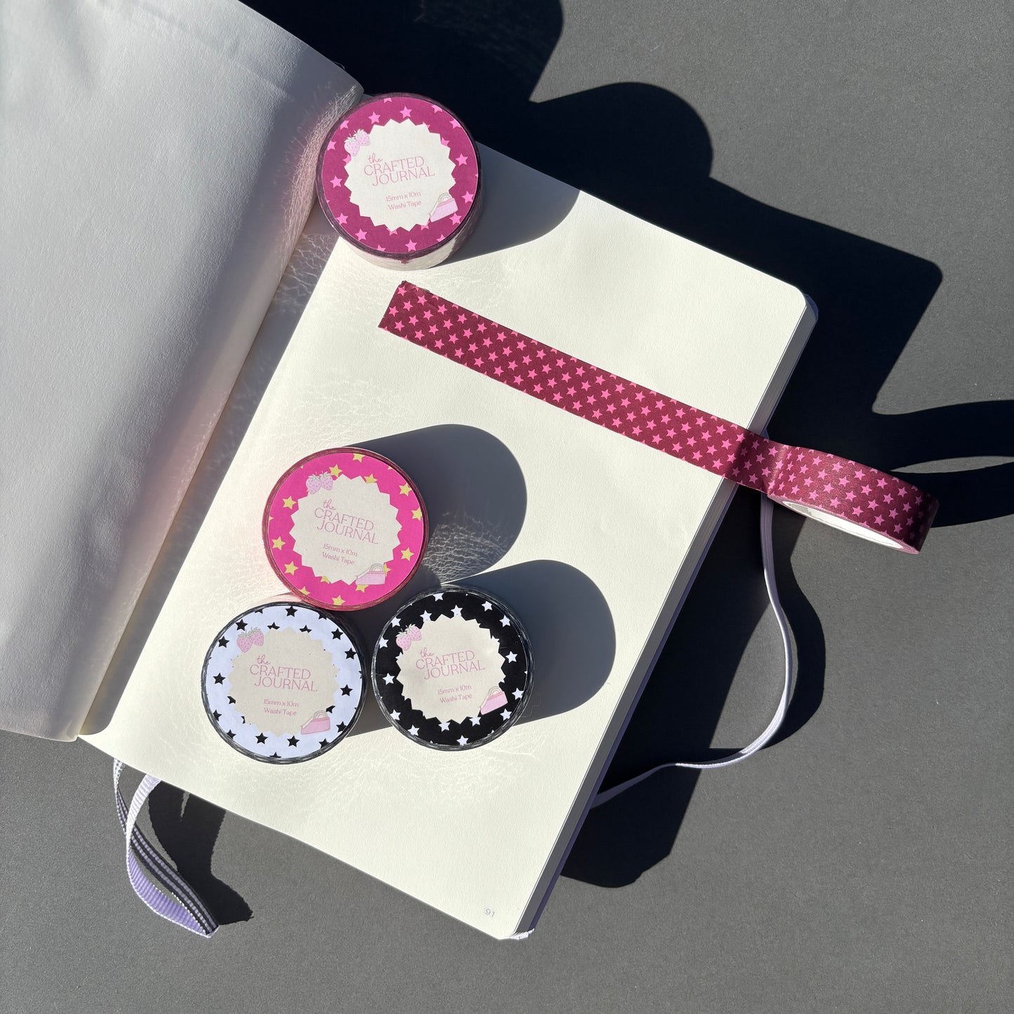 Wine and Pink Star Washi Tape