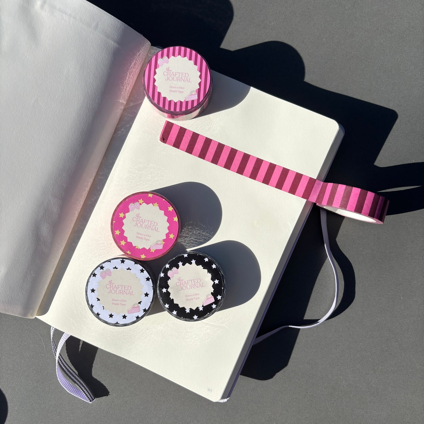 Wine and Pink Stripe Washi Tape