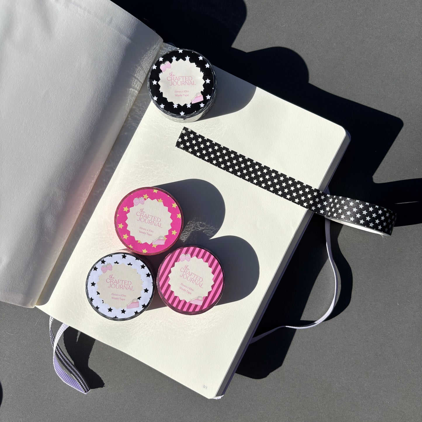 White and Black Star Washi Tape