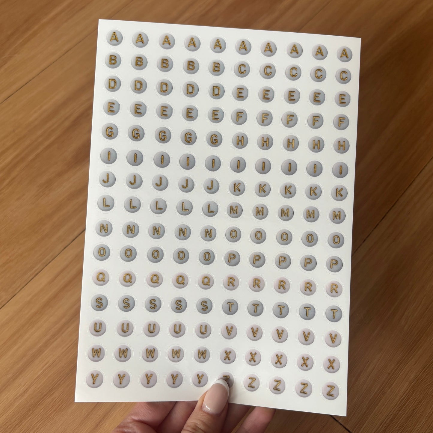 Gold Letter Bead Sticker Sheet