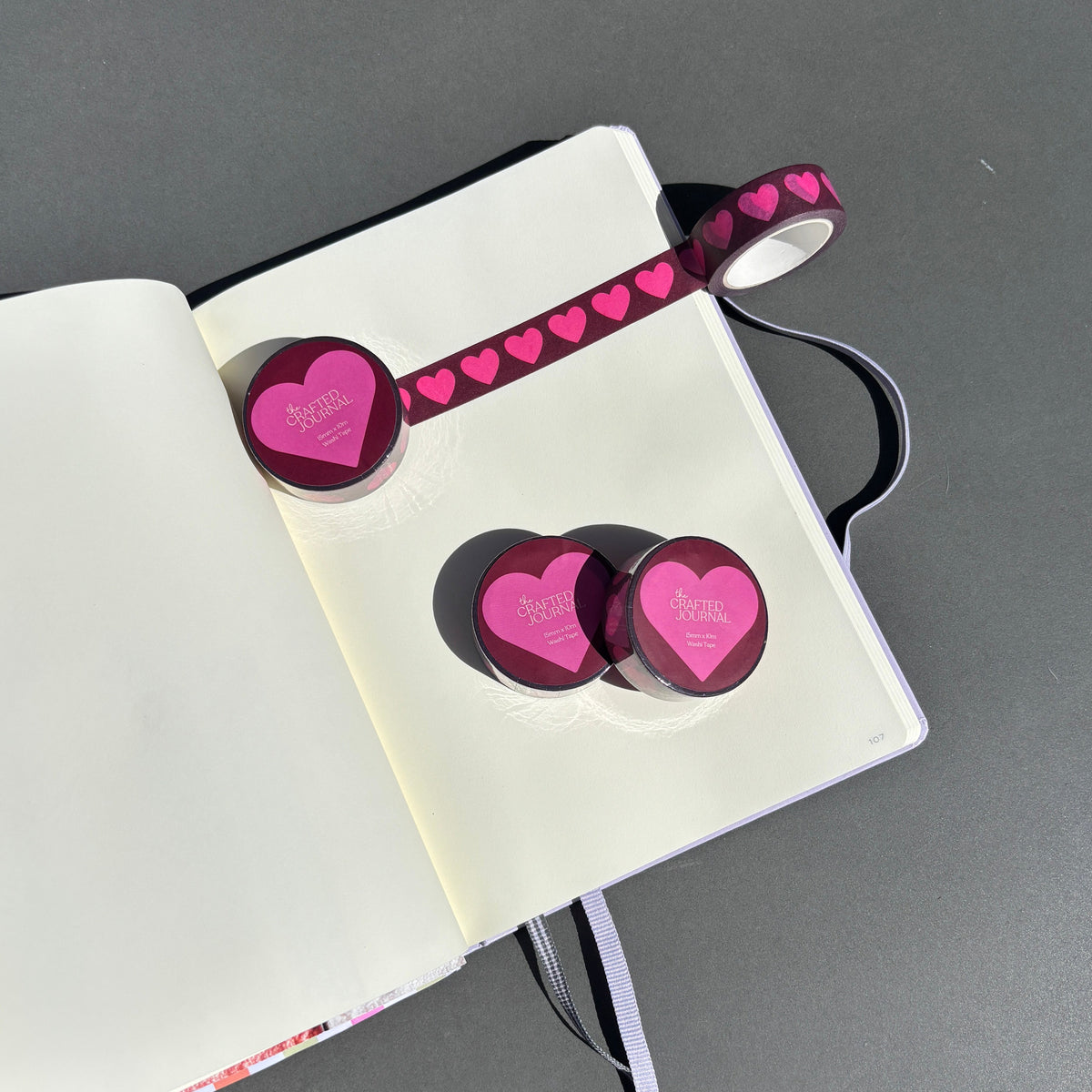 Wine and Pink Heart Washi Tape