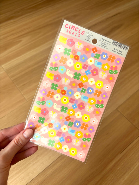 Circle Seal Stickers - Flower Stickers