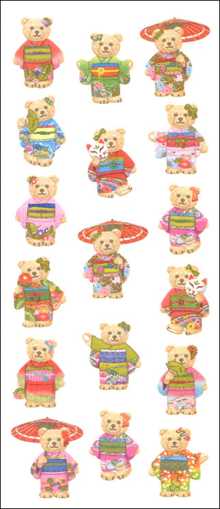 Sticker Fun Washi Teddy Bears in Kimono Stickers