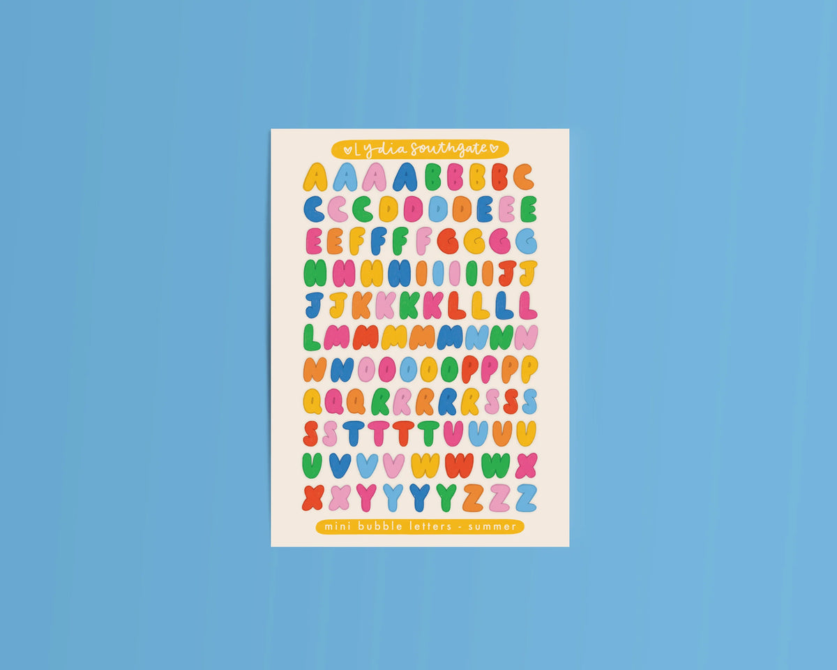 Coming Soon: Lydia Southgate - Mini Bubble Letters Sticker Sheet - Summer