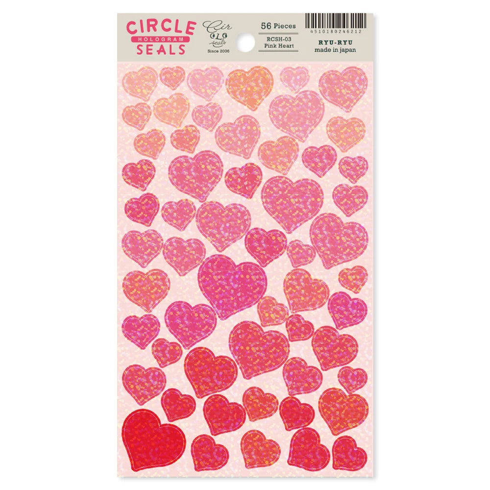 COMING SOON: Circle Seal Stickers - Holographic Pink Heart Stickers