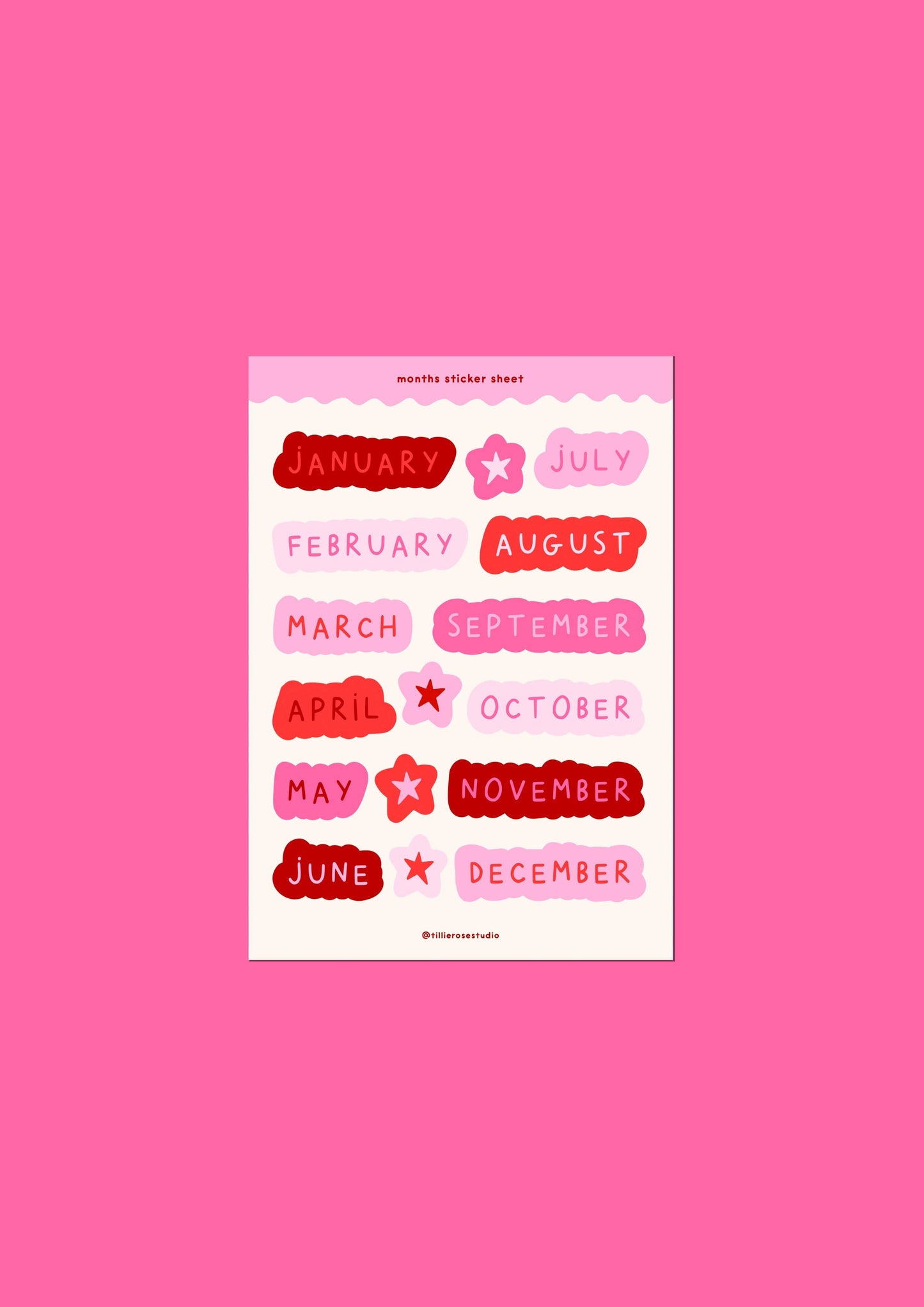 Tillie Rose Studio - Big Pink Months Sticker Sheet