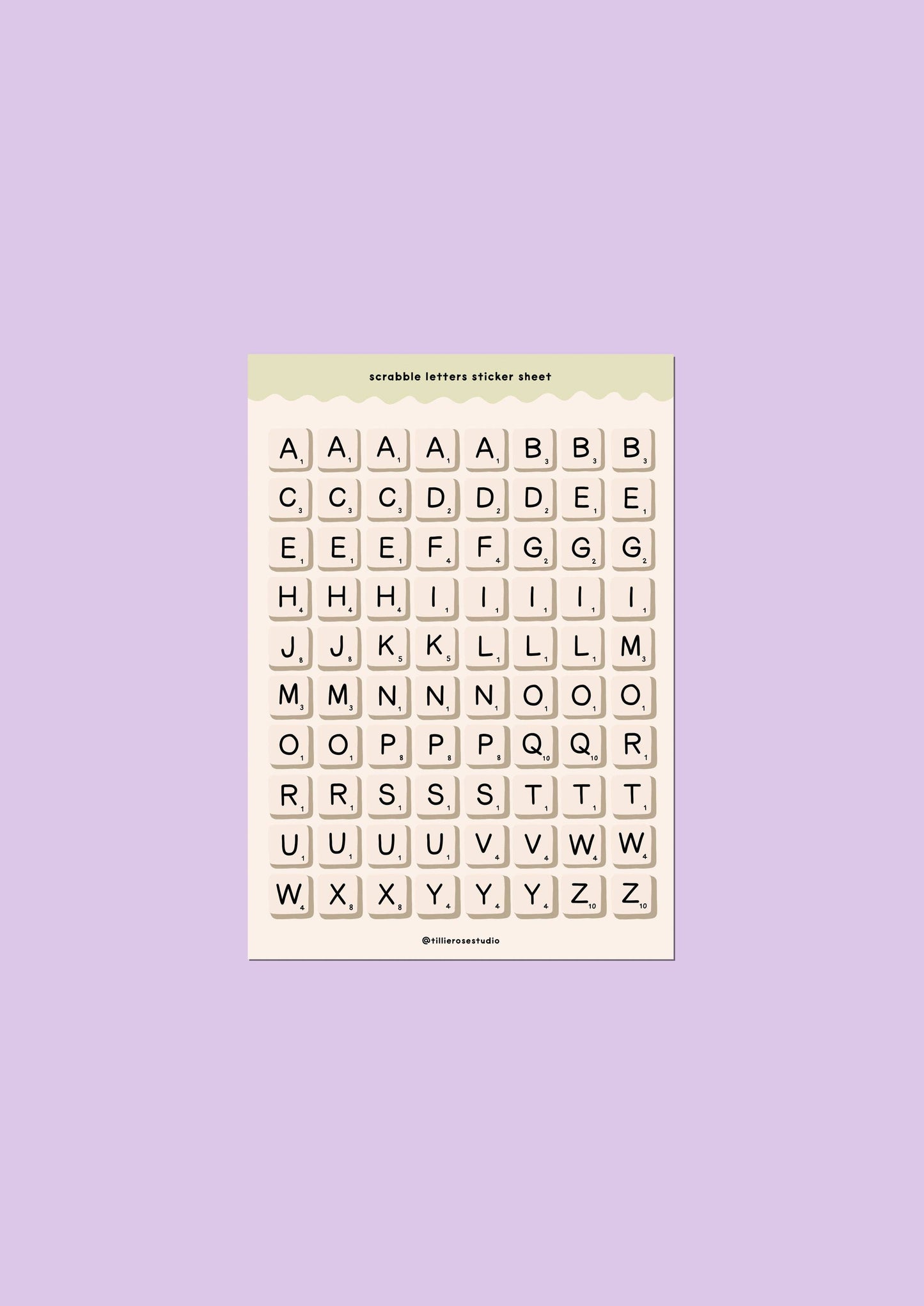 Tillie Rose Studio - Scrabble Letters Sticker Sheet