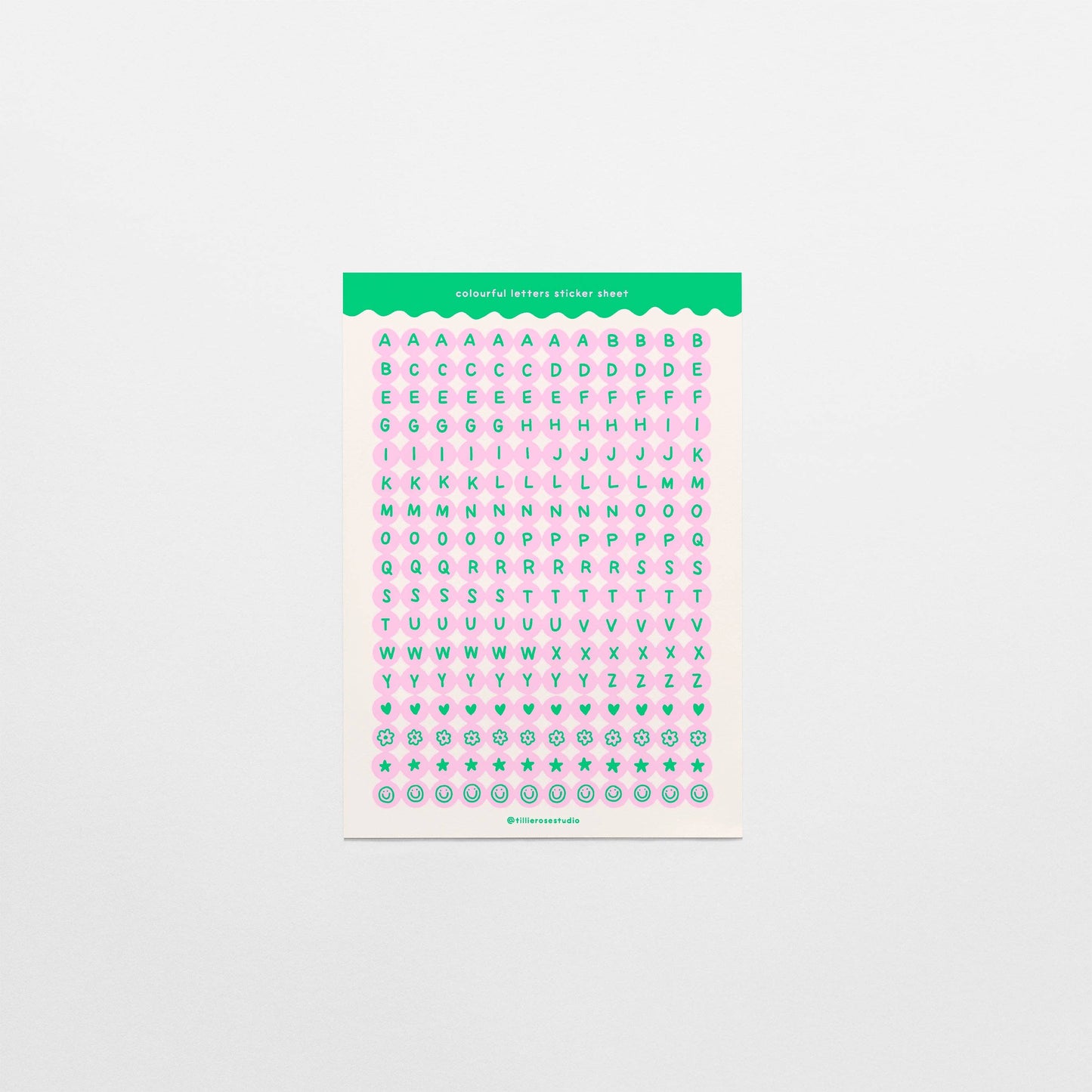 COMING SOON: Tillie Rose Studio - Green and Pink Letter Bead Sticker Sheet