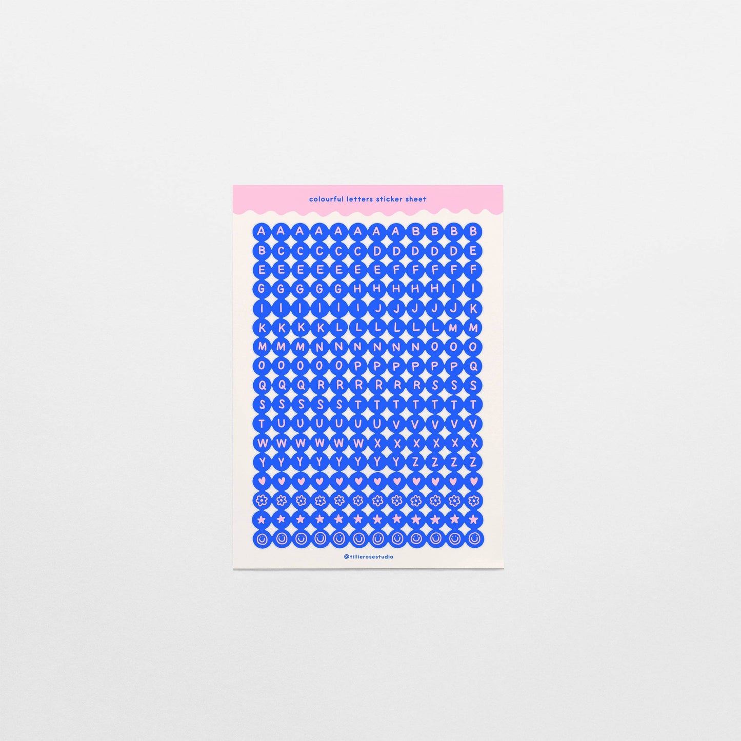 COMING SOON: Tillie Rose Studio - Blue and Pink Letter Bead Sticker Sheet