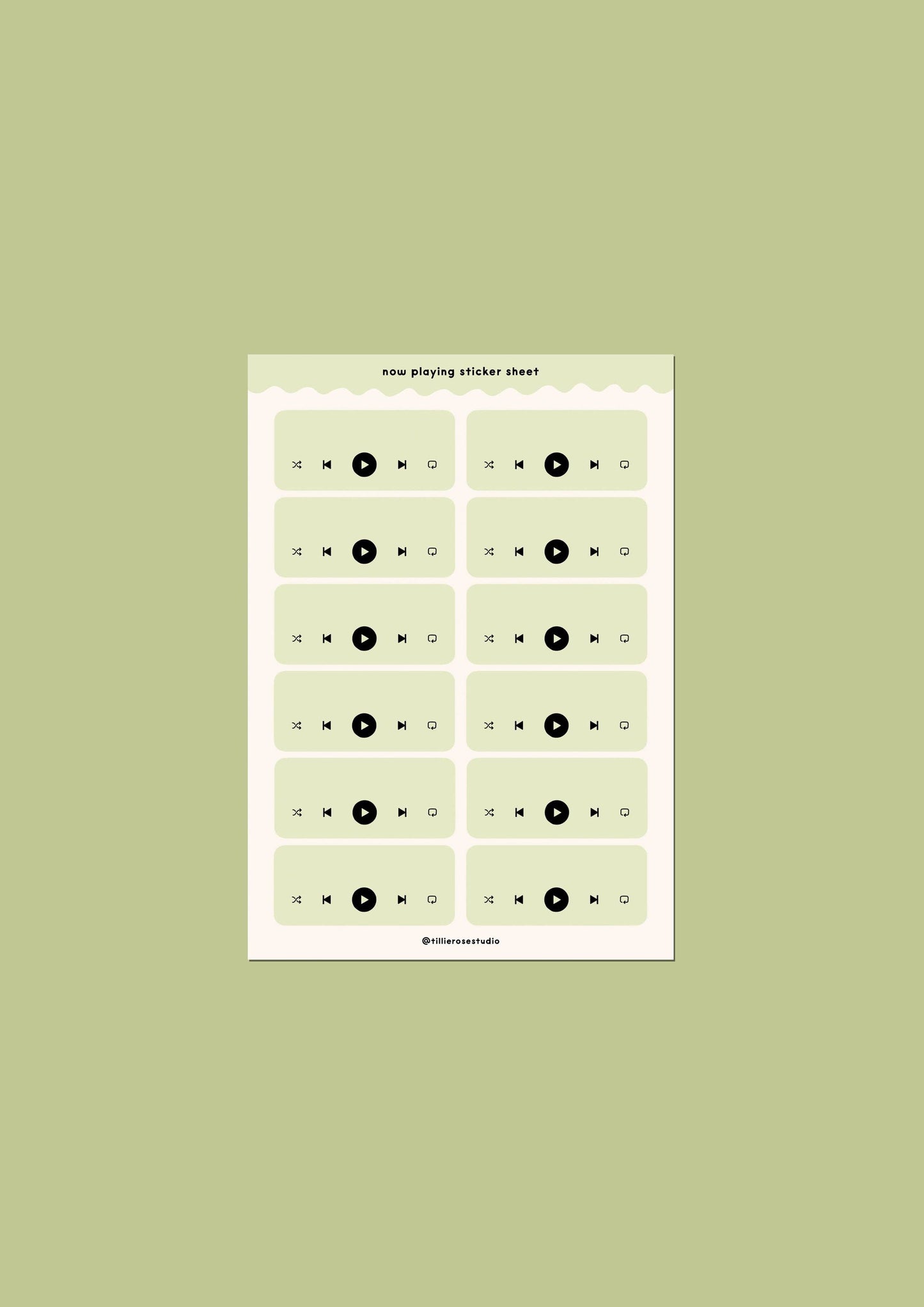 Tillie Rose Studio - Green Now Playing Sticker Sheet