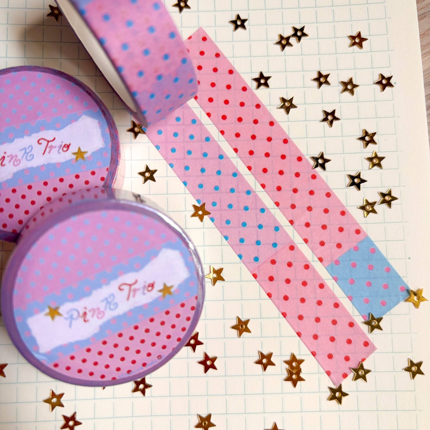 COMING SOON: Veronica Porlier Illustrations - Pink Trio Polka Dots Washi Tape