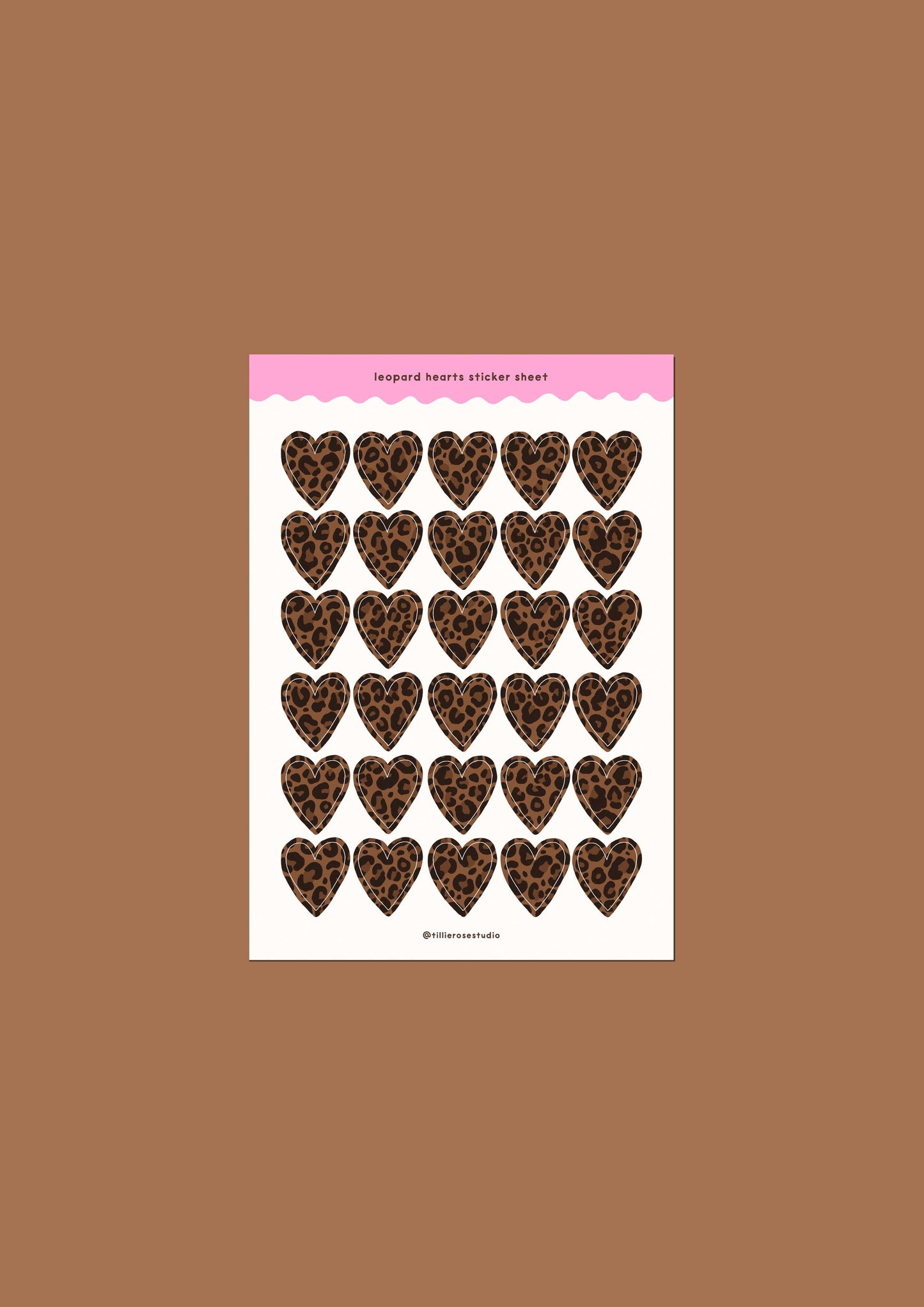 Tillie Rose Studio - Leopard Print Hearts Sticker Sheet