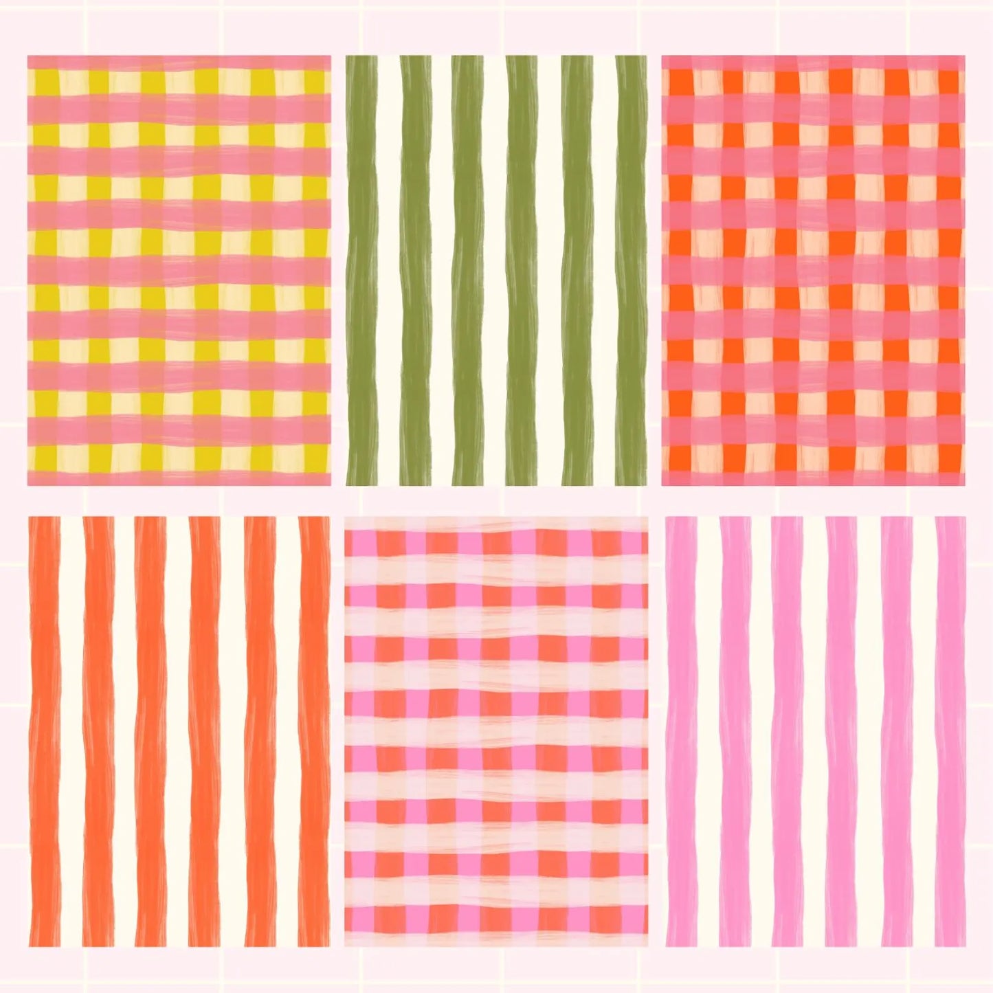 Bright Mixed Print Checkered and Striped Scrapbook Paper Pack