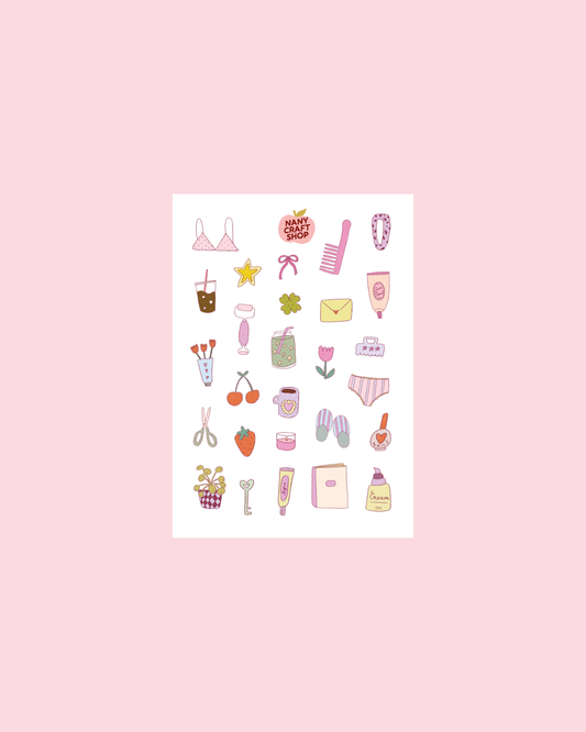 NanyCraftShop - A6 Girly Things Sticker Sheet