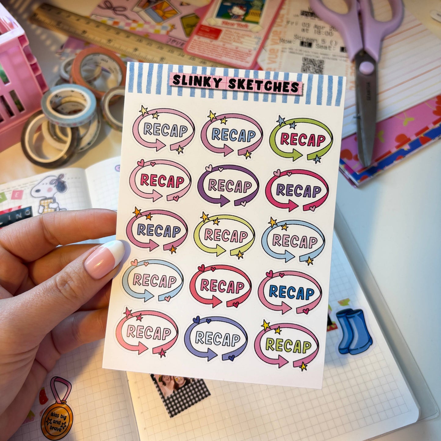 COMING SOON: Slinky Sketches - Recap A6 Matte Sticker Sheet