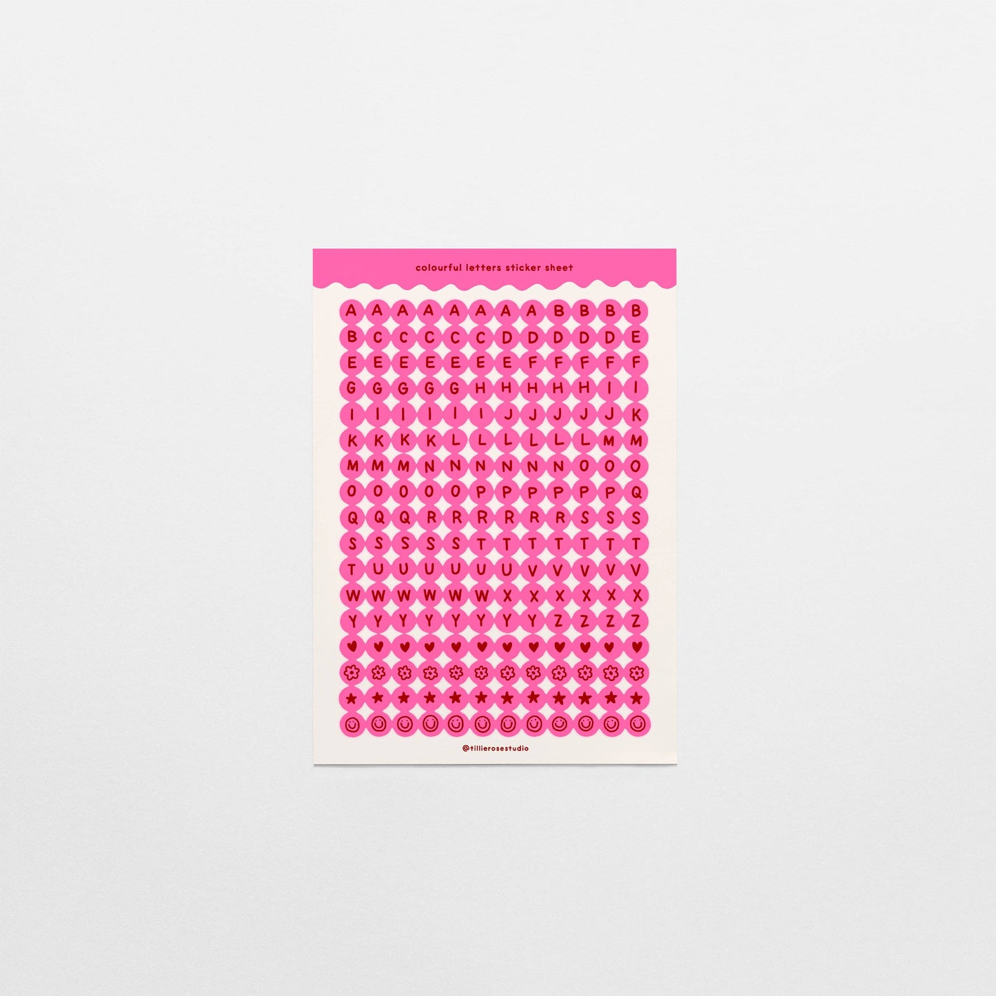 COMING SOON: Tillie Rose Studio - Hot Pink Letter Bead Sticker Sheet